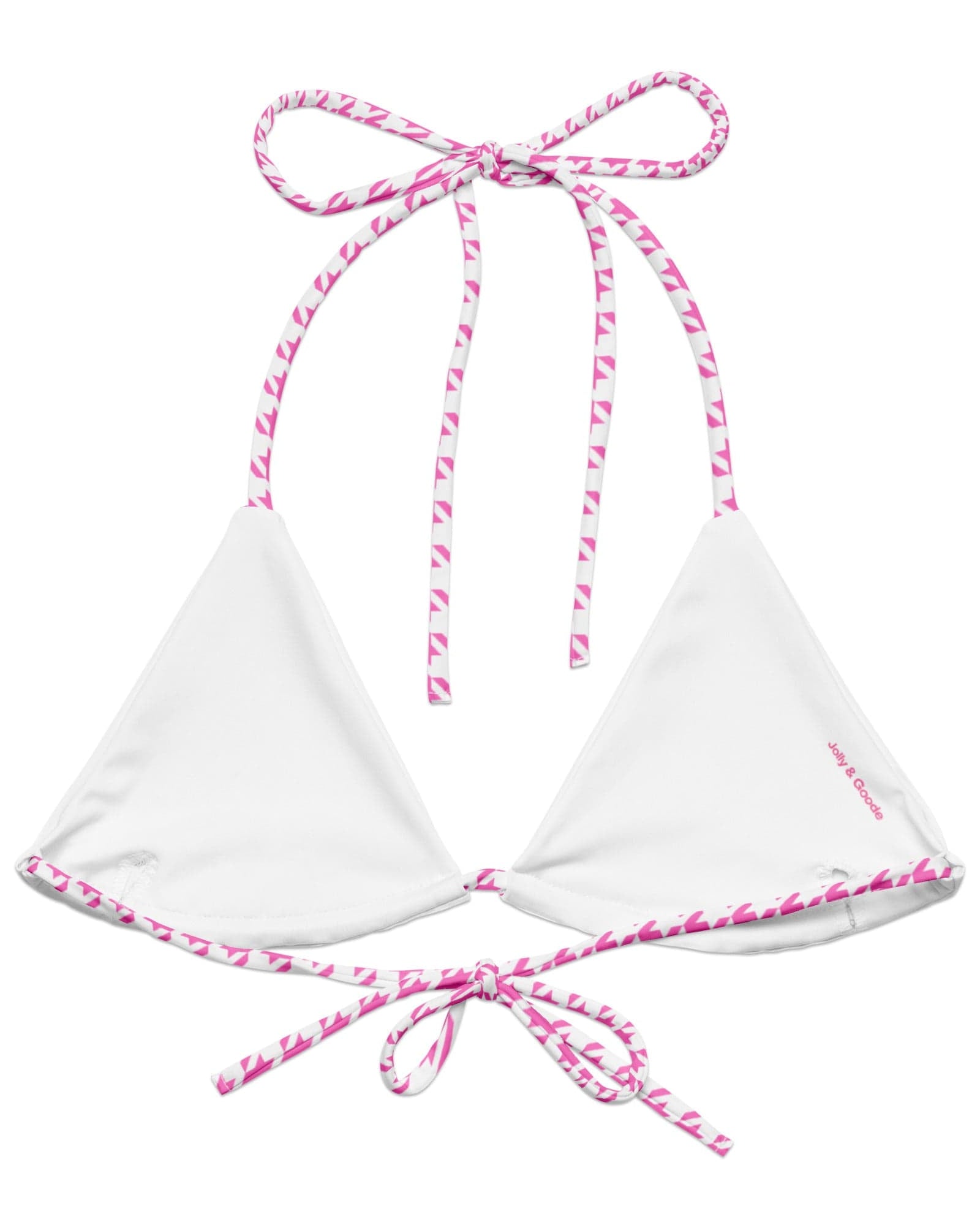 Jolly & Goode Bikini Top Tweedkini String Bikini Top | Pink Houndstooth Cheeky British Style