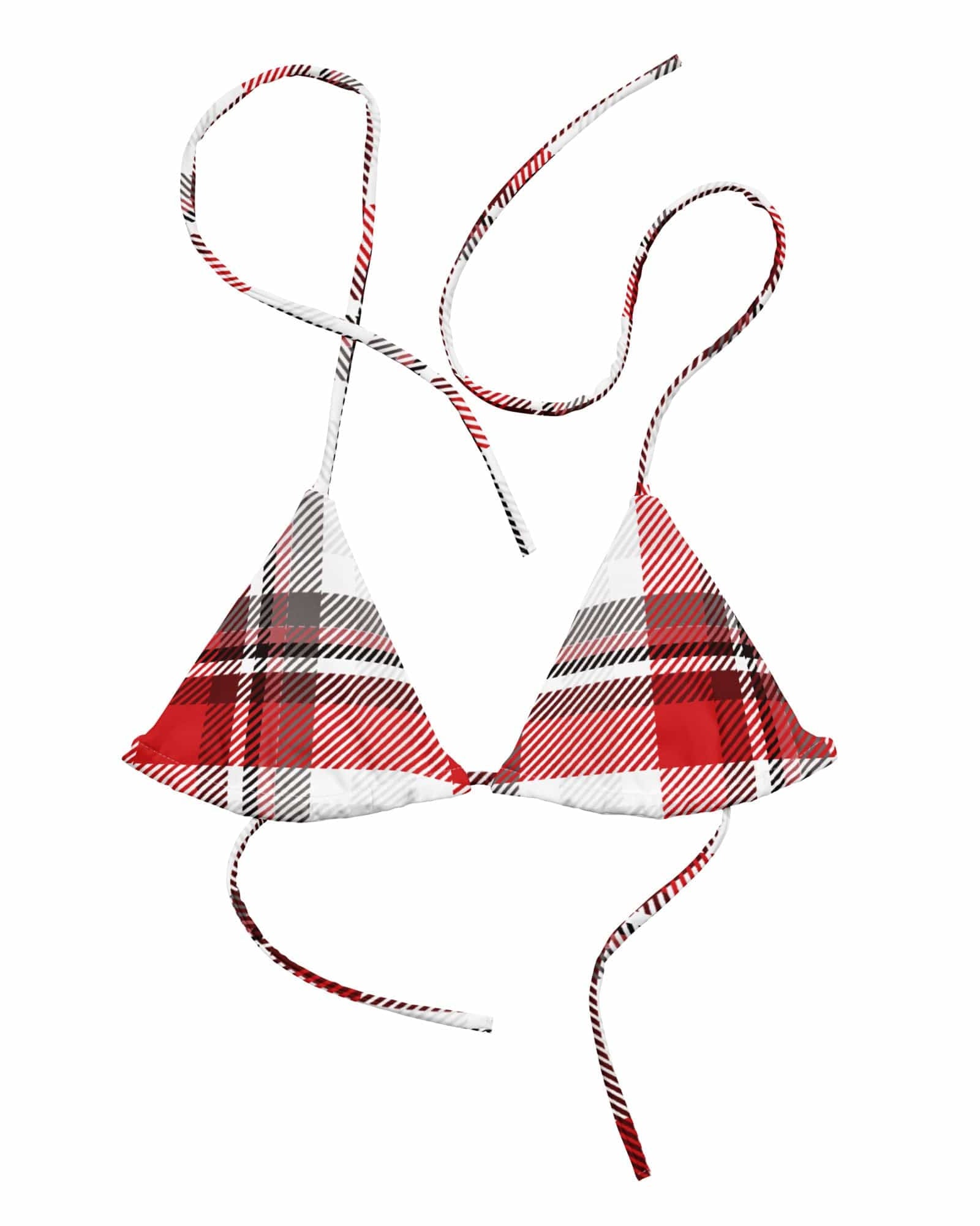 Jolly & Goode Bikini Top Tweedkini String Bikini Top | Red & White Cheeky British Style