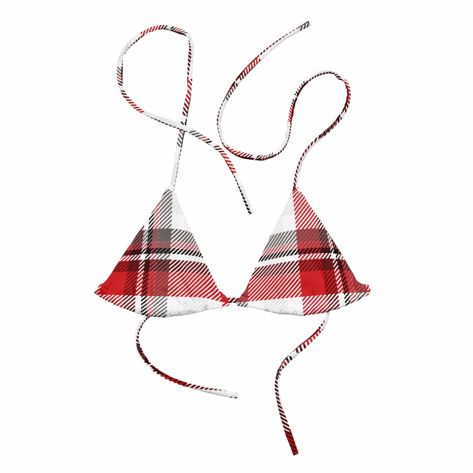 Jolly & Goode Bikini Top Tweedkini String Bikini Top | Red & White Cheeky British Style