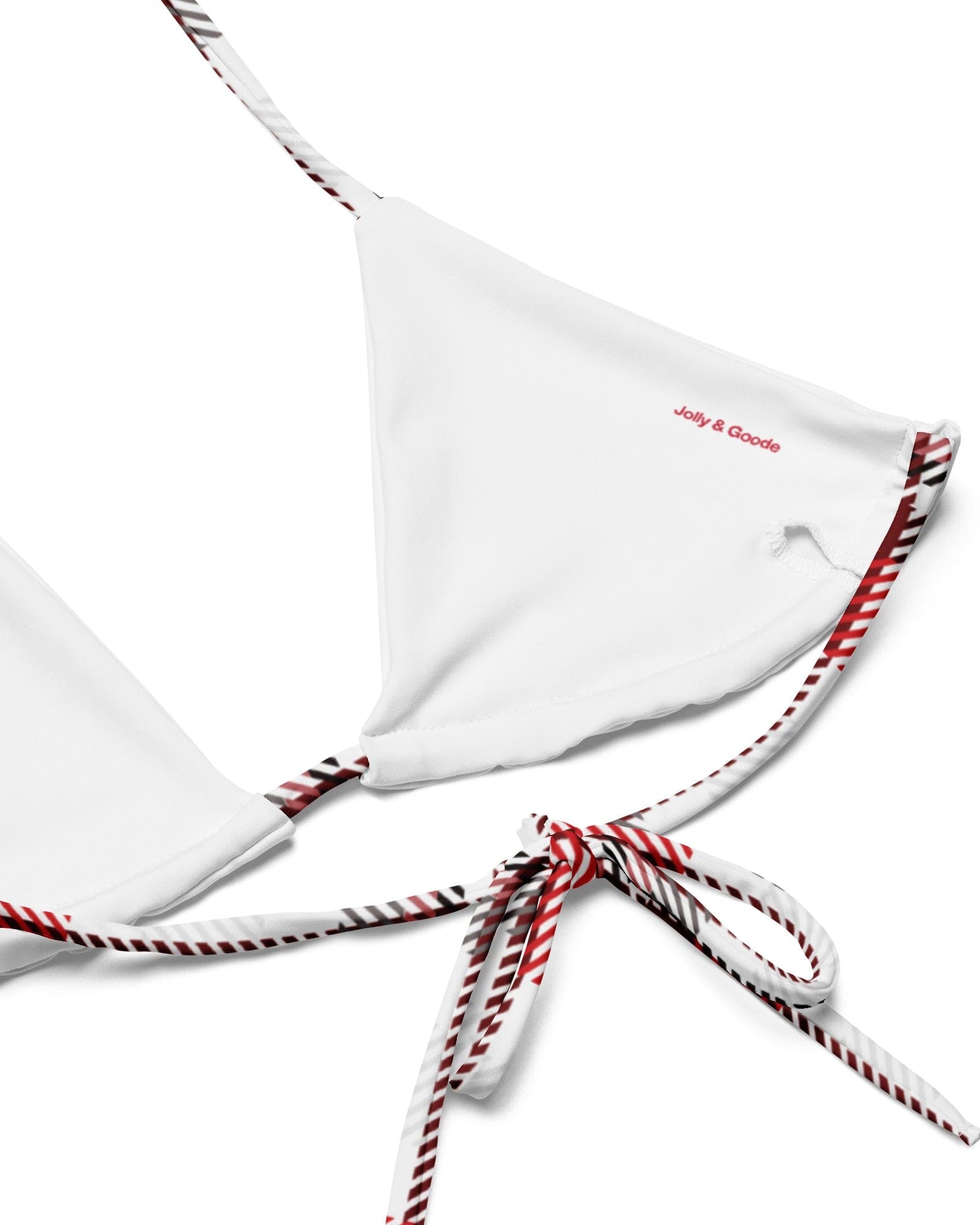 Jolly & Goode Bikini Top Tweedkini String Bikini Top | Red & White Cheeky British Style