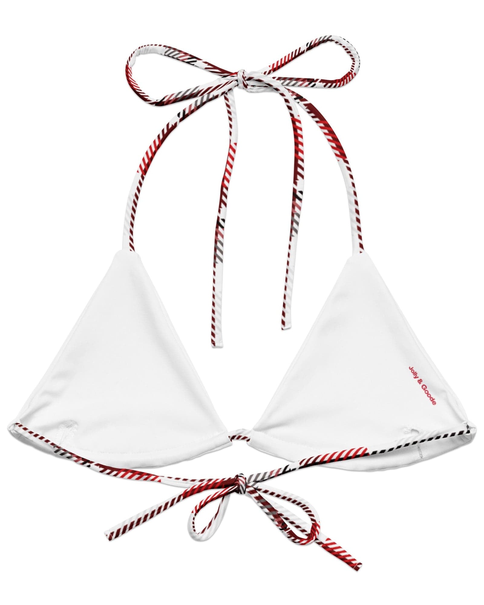 Jolly & Goode Bikini Top Tweedkini String Bikini Top | Red & White Cheeky British Style