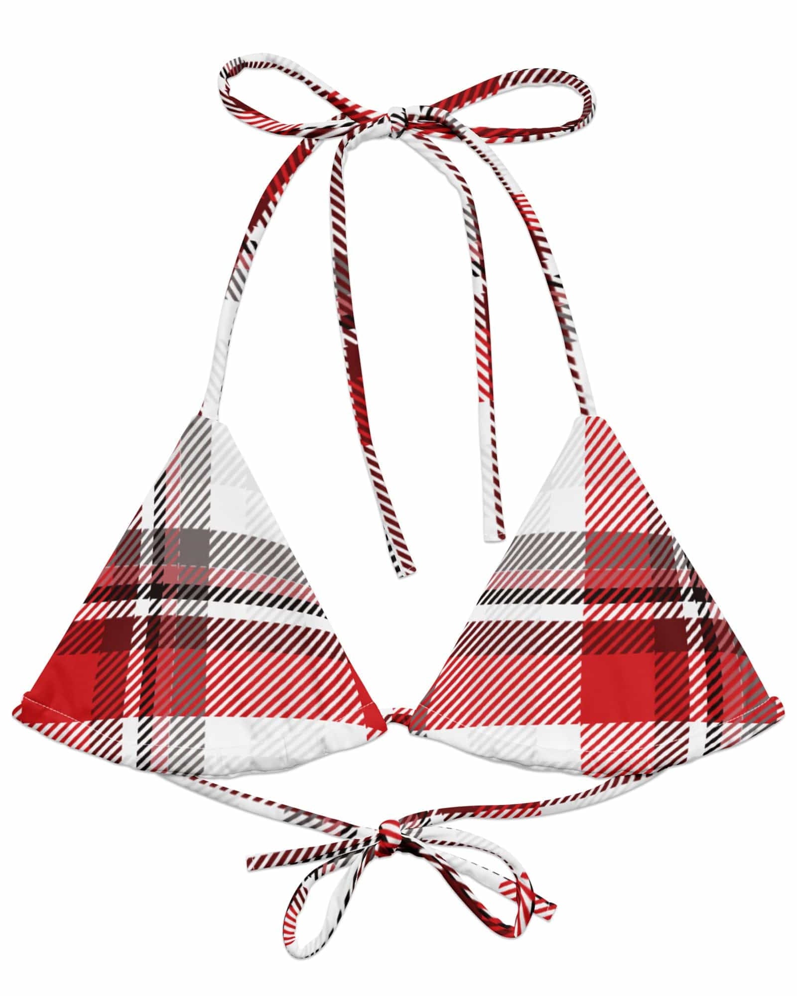 Jolly & Goode Bikini Top Tweedkini String Bikini Top | Red & White Cheeky British Style