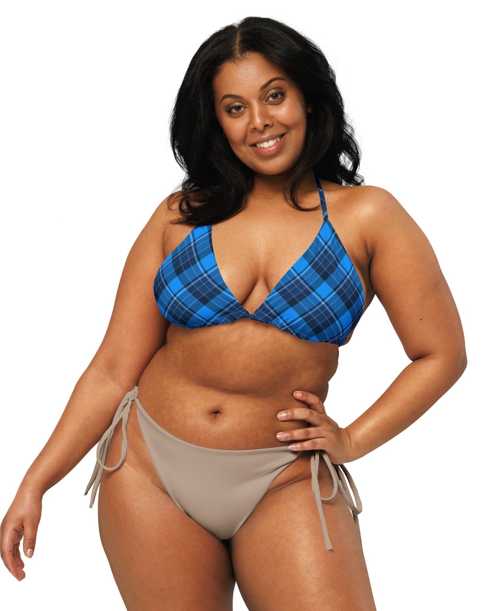 Jolly & Goode Bikini Top Tweedkini String Bikini Top | Scottish Blues Cheeky British Style