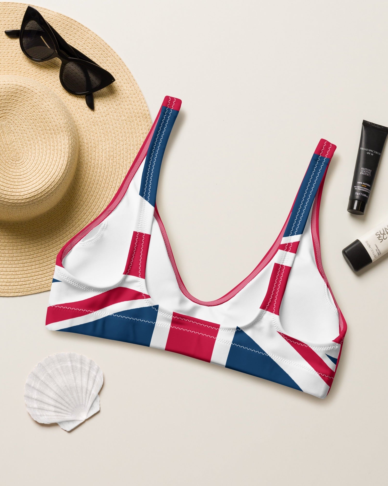 Jolly & Goode Bikini Top Union Jack Back Bikini Top | Union Jack on the Back | Removable Padding Cheeky British Style