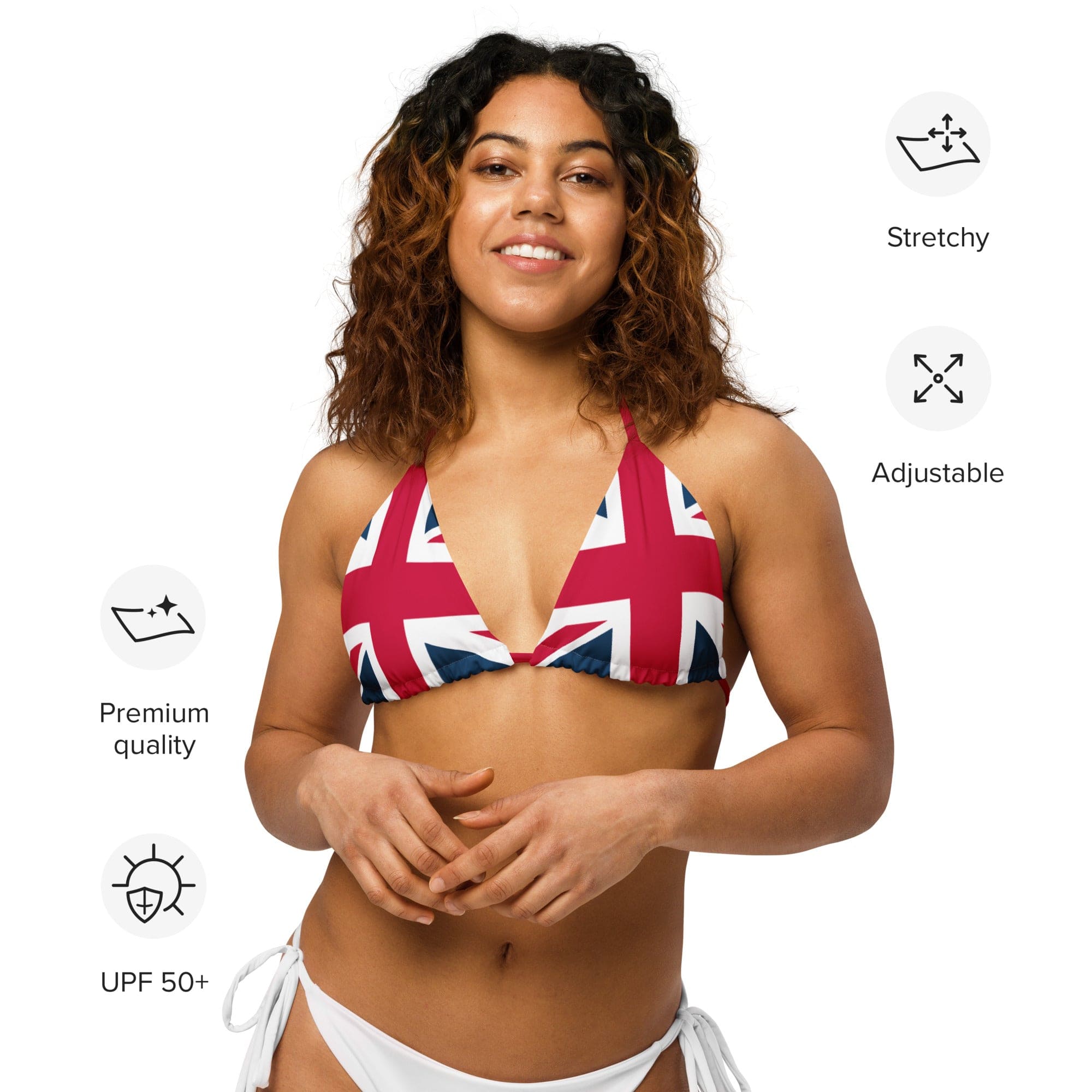 Jolly & Goode Bikini Top Union Jack String Bikini Top | Red Strings | Removable Padding Cheeky British Style
