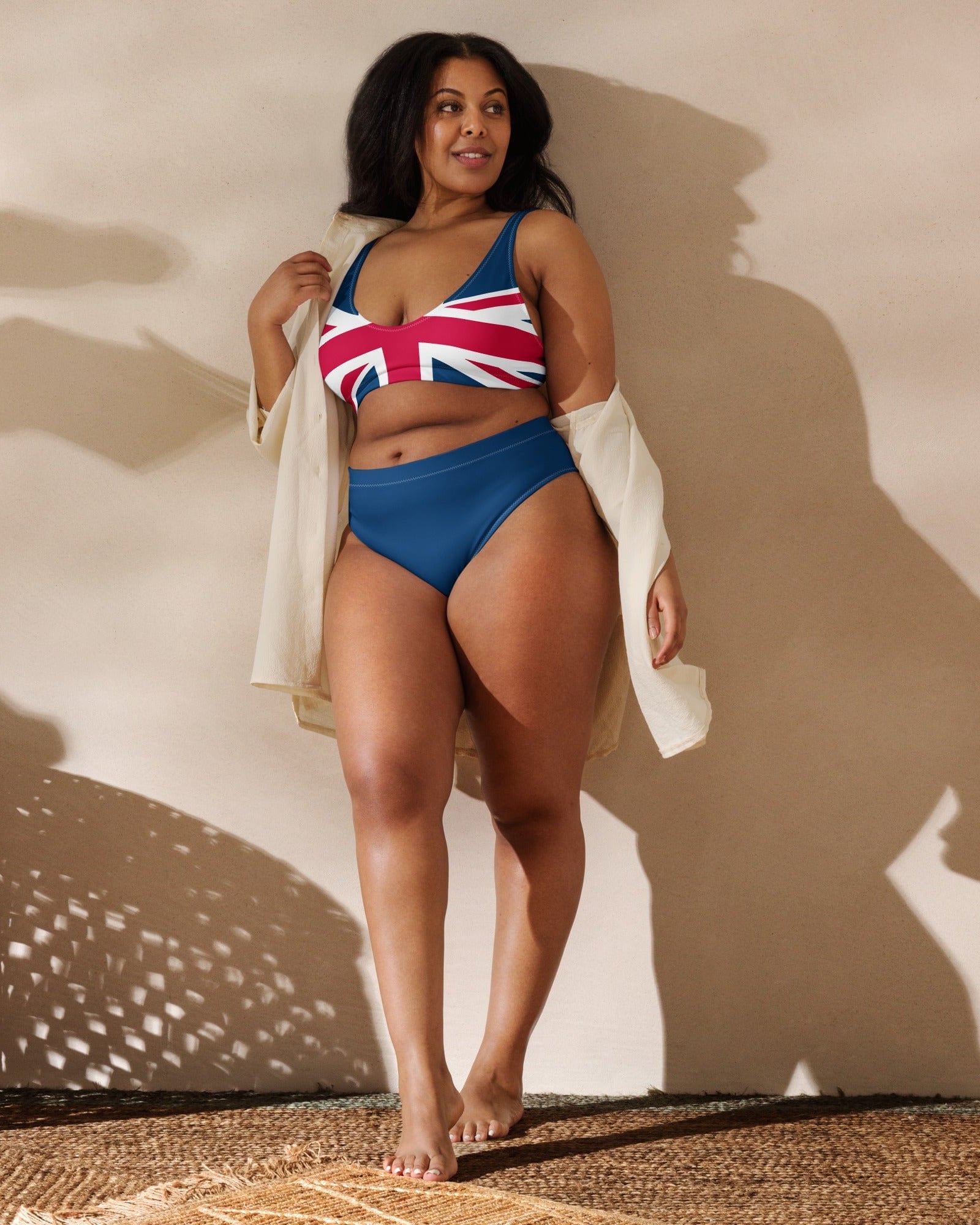 Jolly & Goode Bikini Union Jack Bikini | Cheeky | Blue Bottom | Removable Padding Cheeky British Style
