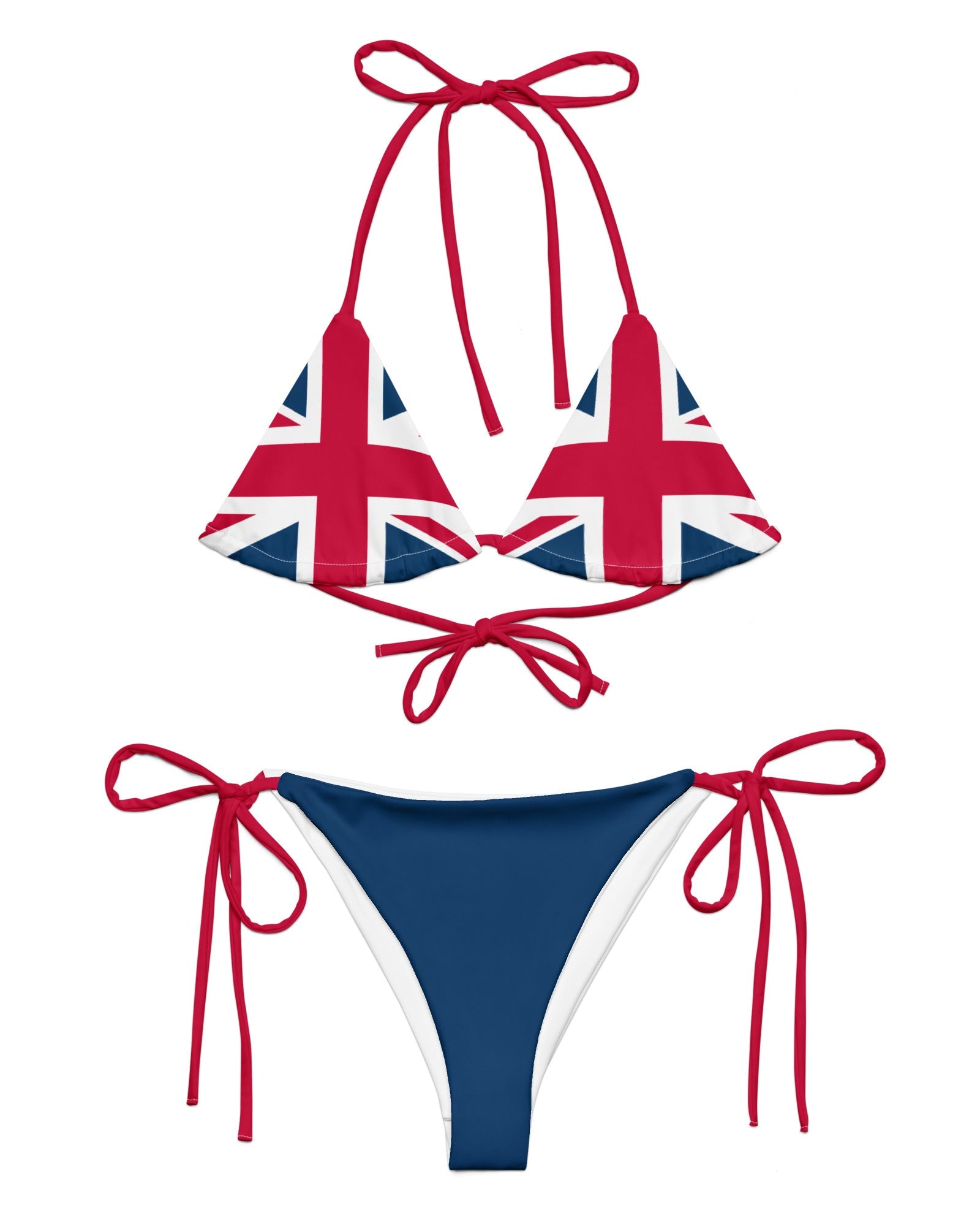 Jolly & Goode Bikini Union Jack String Bikini Set | Blue Bottom Red Strings Cheeky British Style