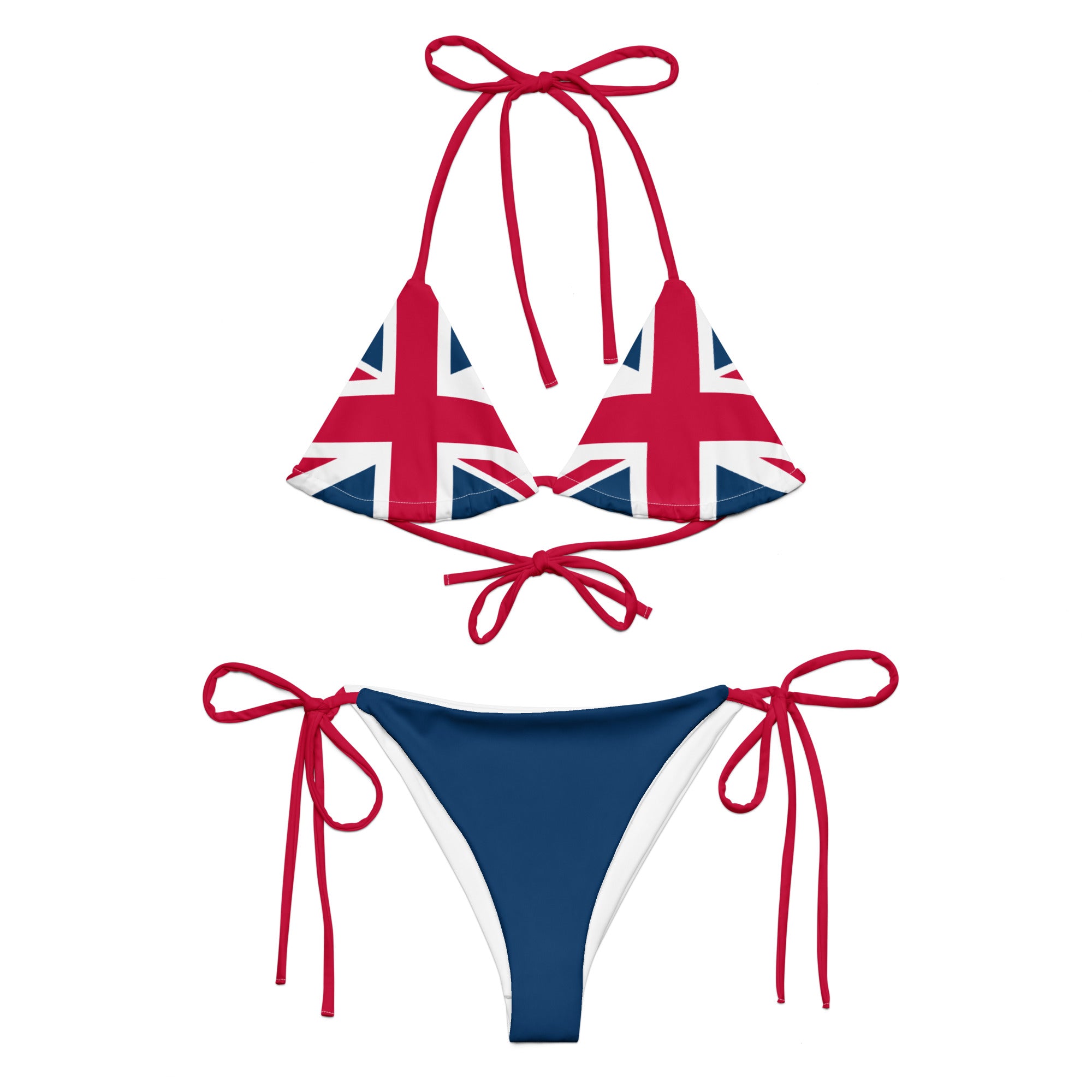 Jolly & Goode Bikini Union Jack String Bikini Set | Blue Bottom Red Strings Cheeky British Style
