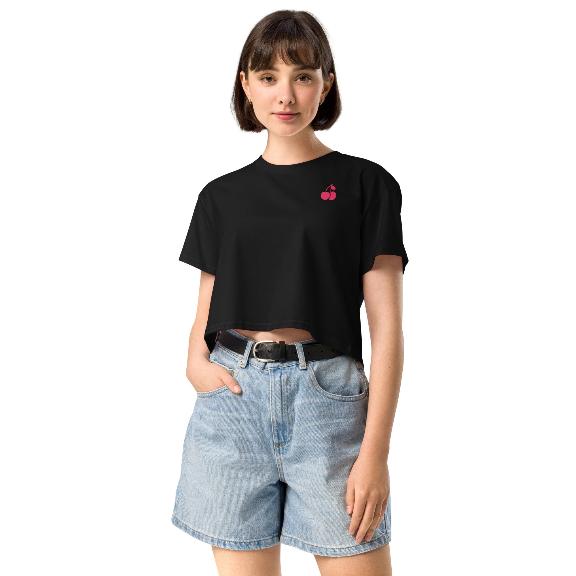 Jolly & Goode Crop Tops Black / XS A Little Something Extra Cherries Crop Top Cheeky British Style