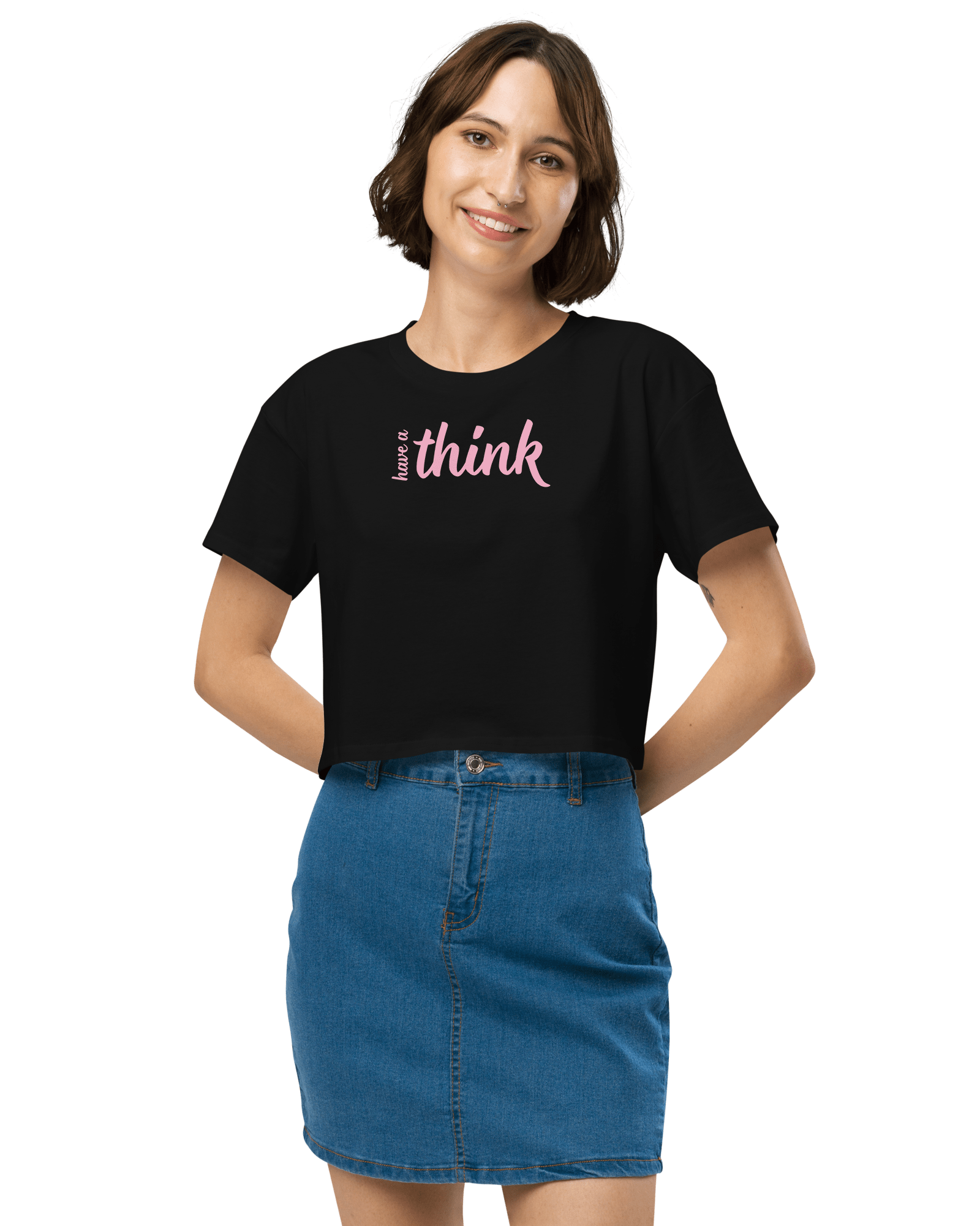 Jolly & Goode Crop Tops Black / XS Have a Think Crop Top Cheeky British Style