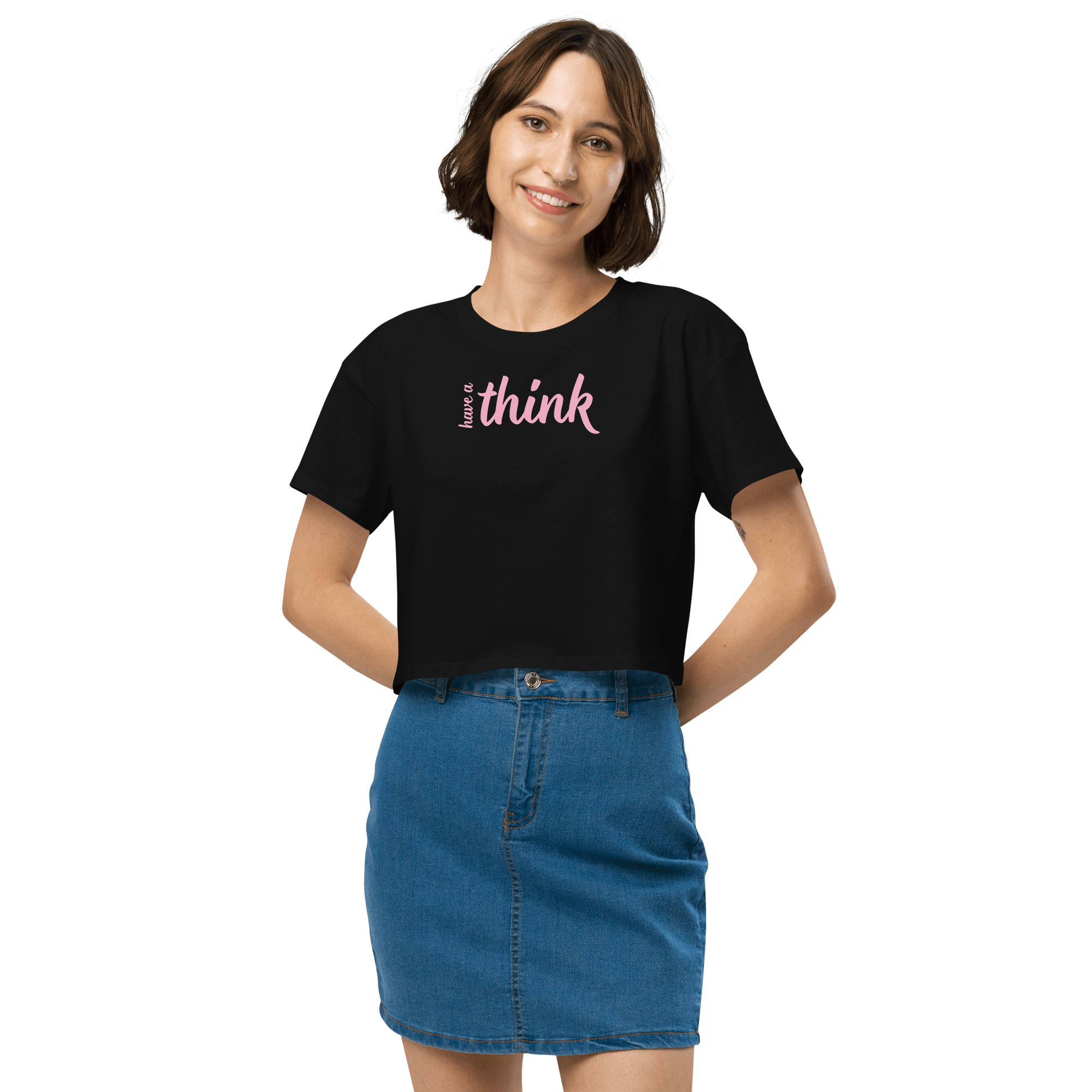 Jolly & Goode Crop Tops Black / XS Have a Think Crop Top Cheeky British Style