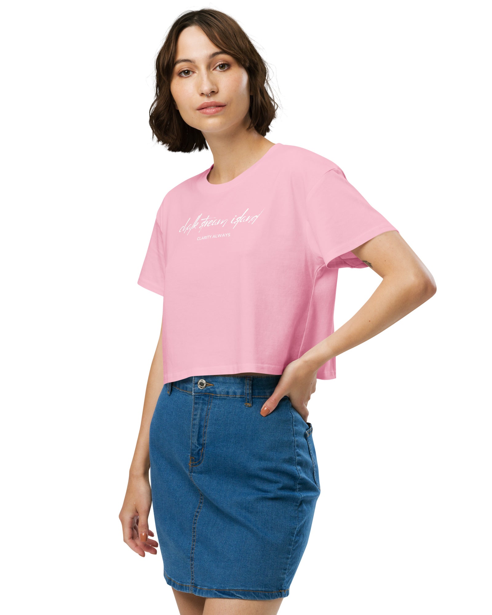 Jolly & Goode Crop Tops Chalk Stream Island | Clarity Always | Cotton Crop Top Cheeky British Style