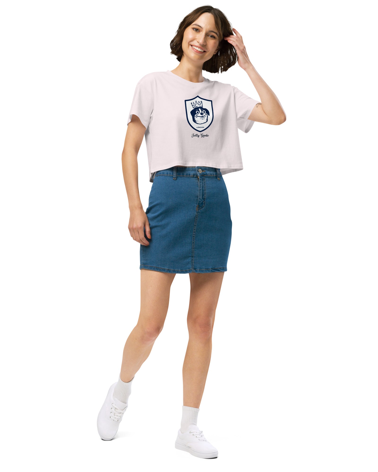 Jolly & Goode Crop Tops Jolly Goode London Crowned Dog Shield Crop Top Cheeky British Style