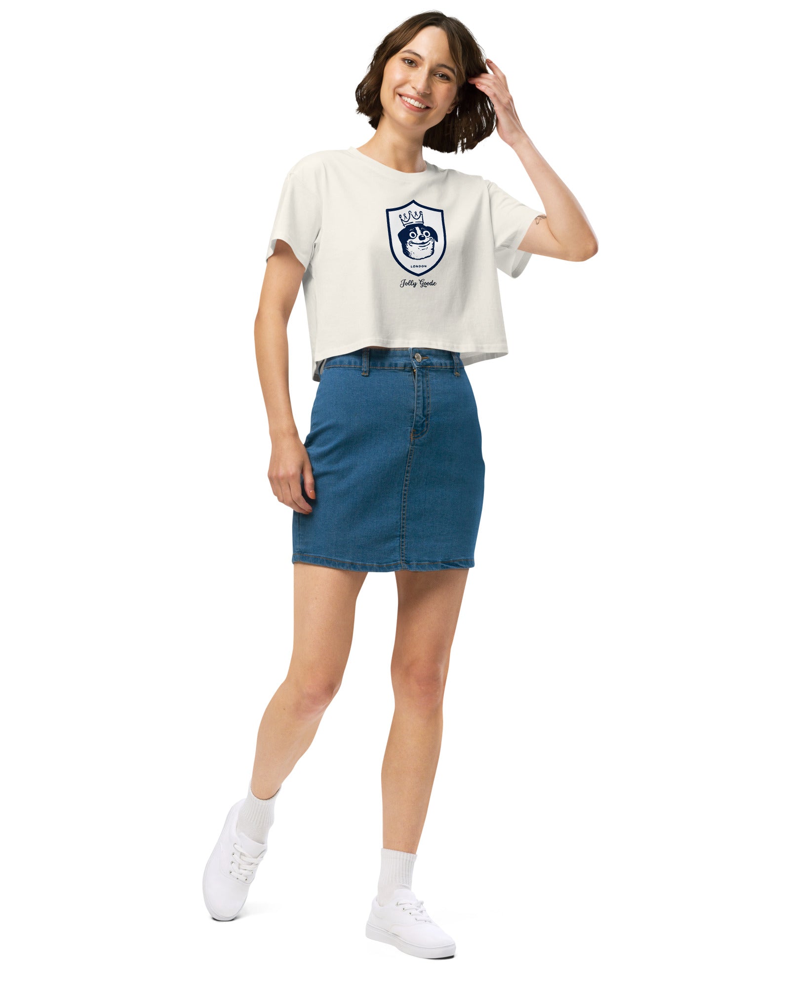 Jolly & Goode Crop Tops Jolly Goode London Crowned Dog Shield Crop Top Cheeky British Style