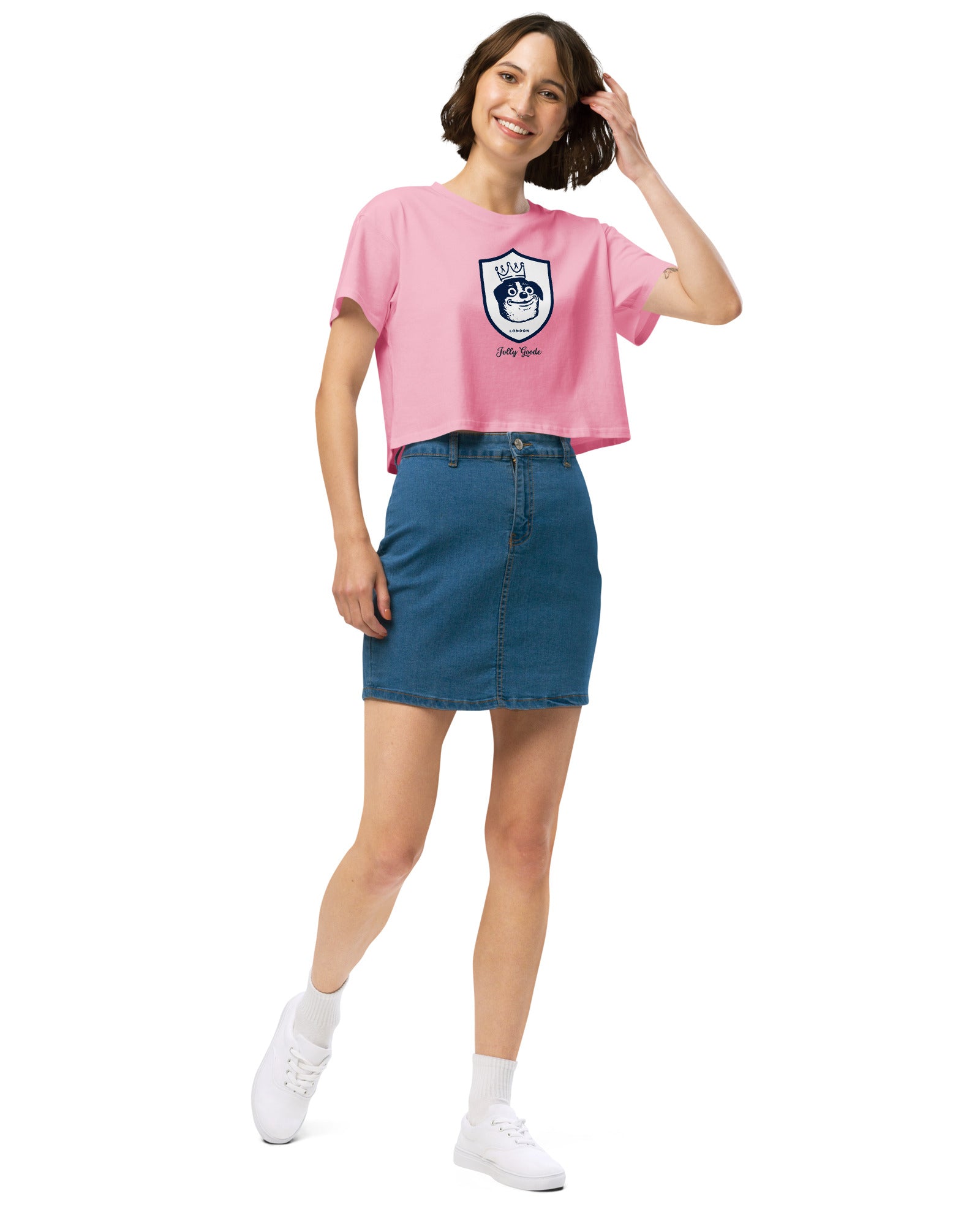 Jolly & Goode Crop Tops Jolly Goode London Crowned Dog Shield Crop Top Cheeky British Style