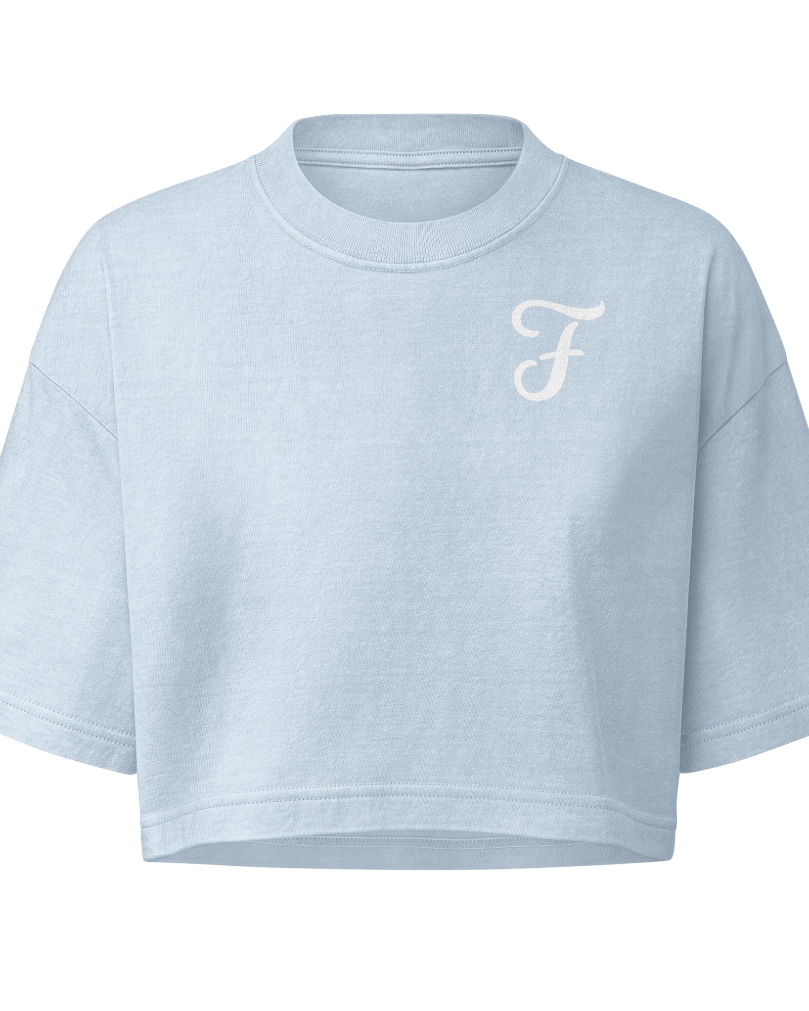 Jolly & Goode Crop Tops Light Washed Denim / S Fanciful & Fulsome Boxy Cropped Tee Cheeky British Style