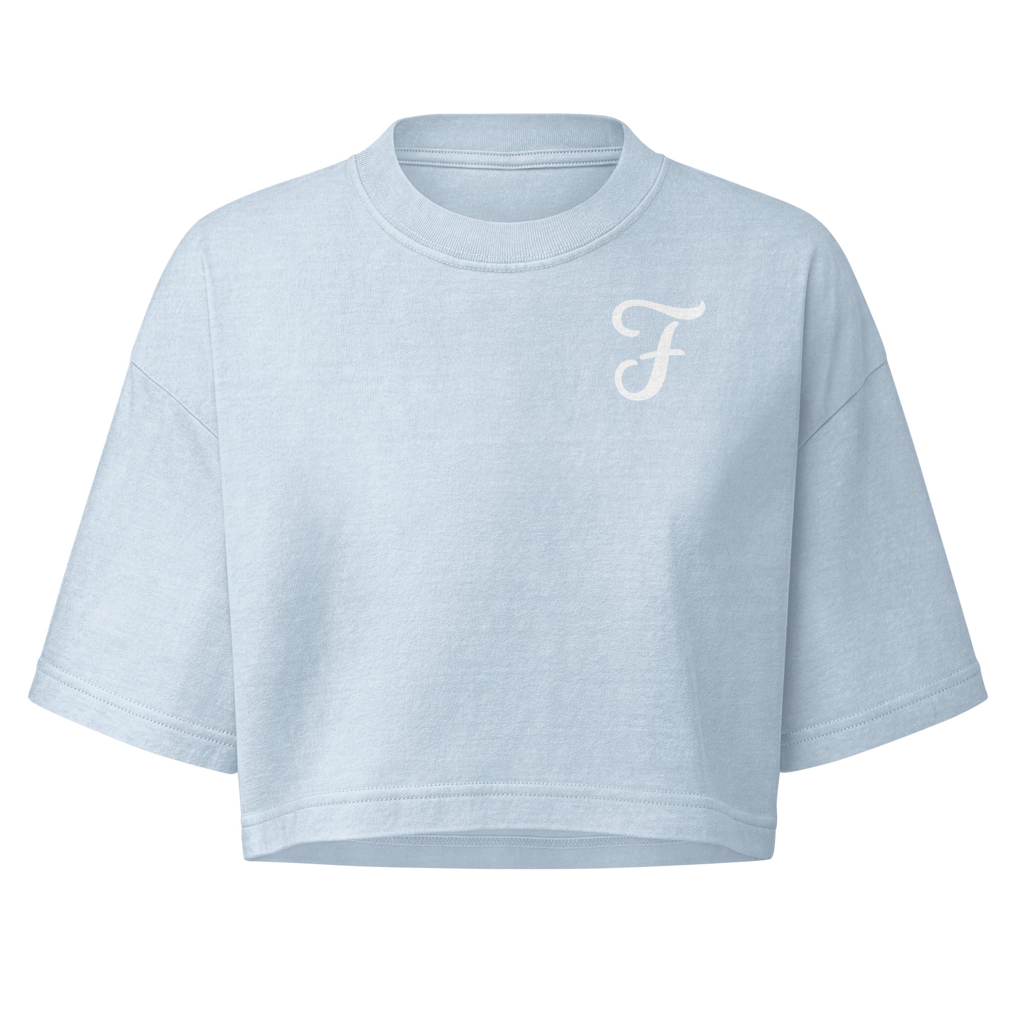 Jolly & Goode Crop Tops Light Washed Denim / S Fanciful & Fulsome Boxy Cropped Tee Cheeky British Style