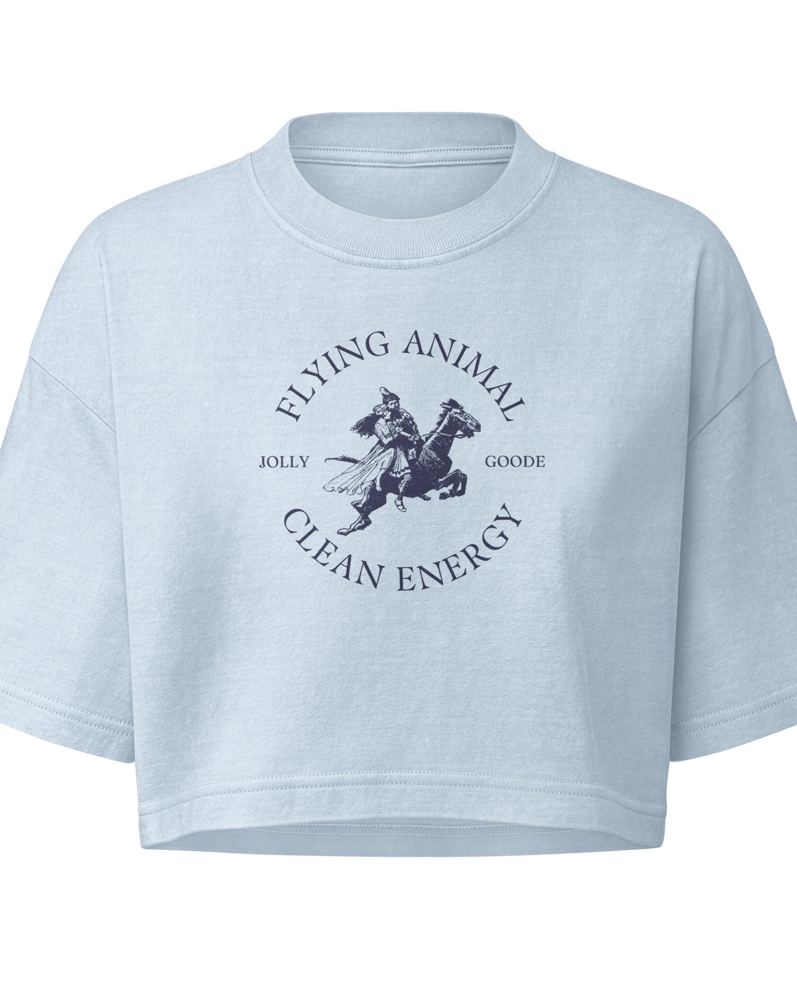 Jolly & Goode Crop Tops Light Washed Denim / S Flying Animal Clean Energy Crop Top | Boxy Fit Cheeky British Style