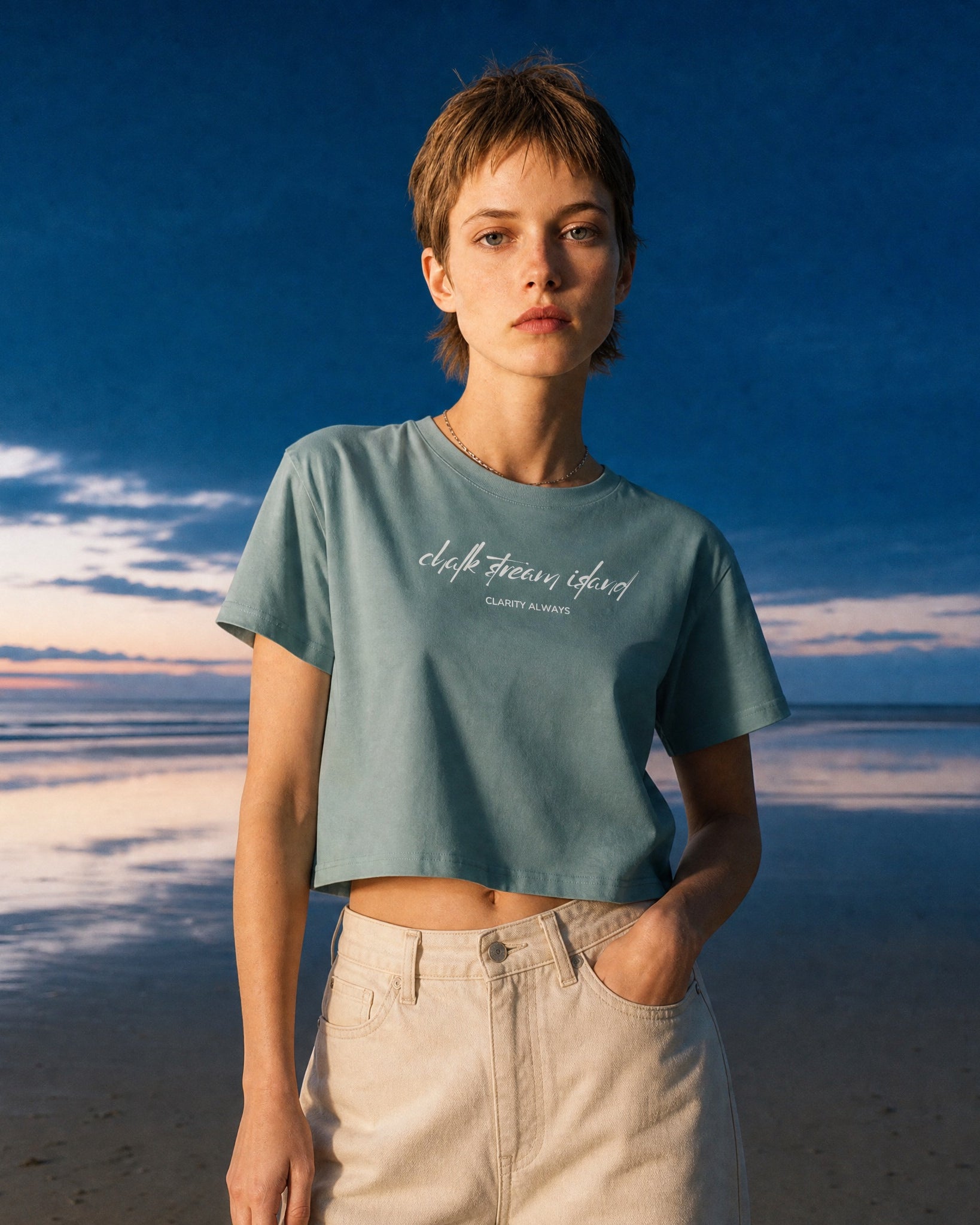 Jolly & Goode Crop Tops Mineral / XS Chalk Stream Island | Clarity Always | Cotton Crop Top Cheeky British Style
