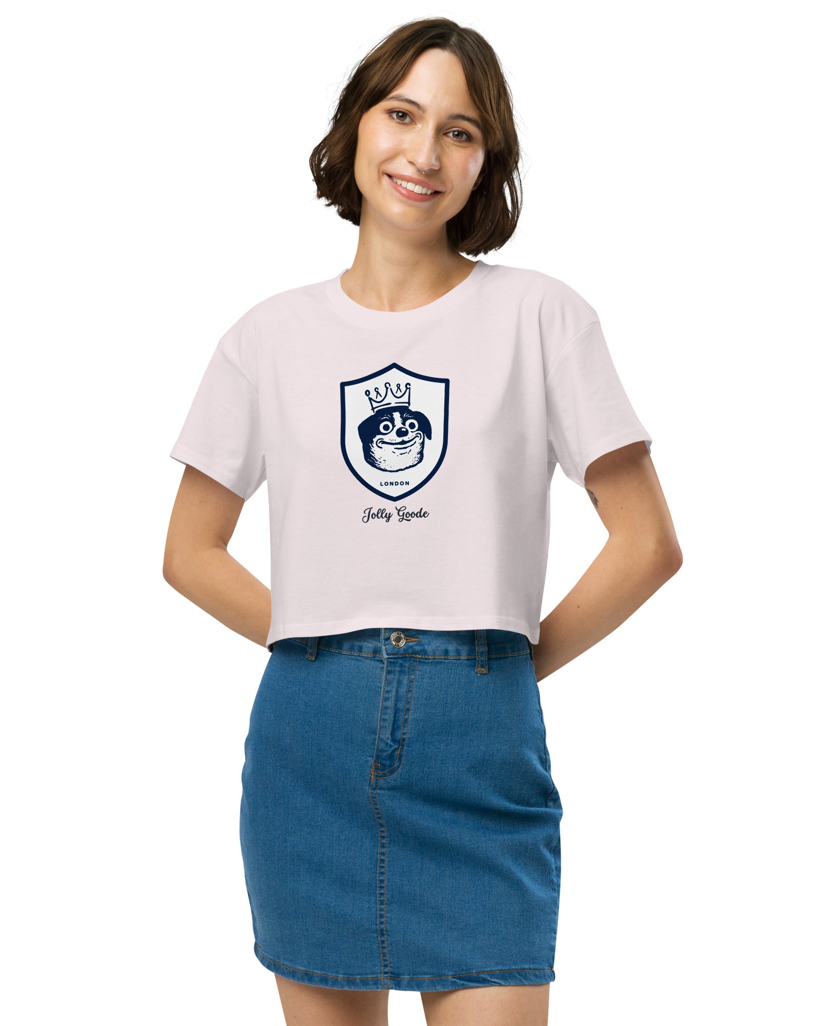 Jolly & Goode Crop Tops Orchid / XS Jolly Goode London Crowned Dog Shield Crop Top Cheeky British Style