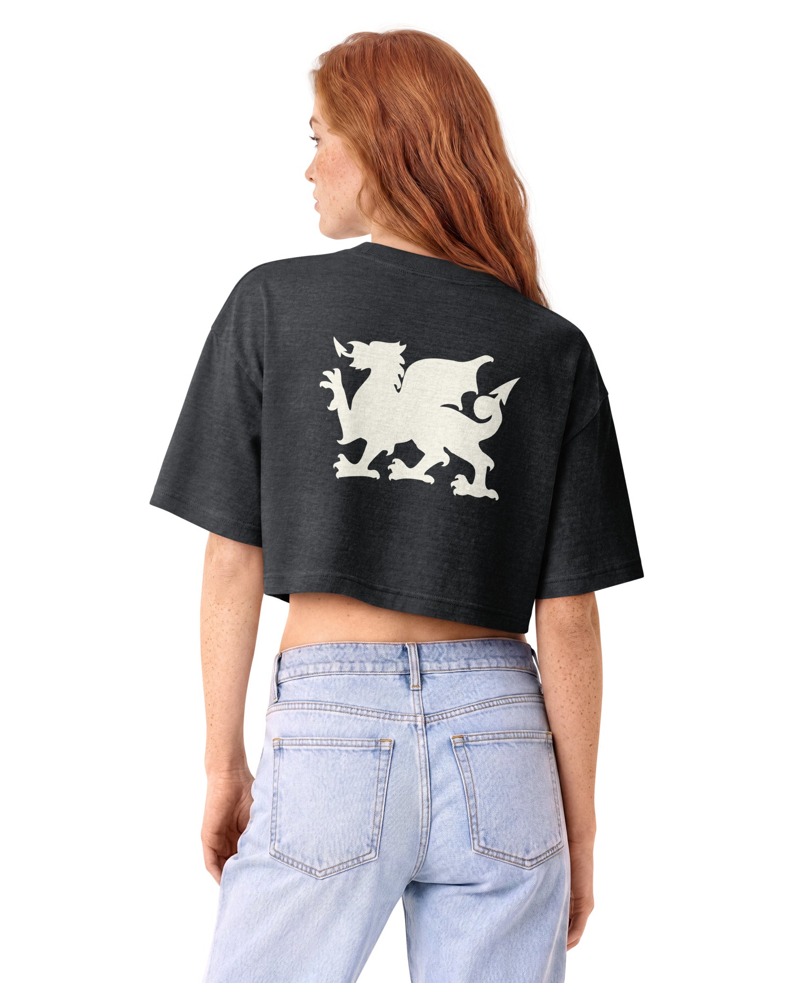 Jolly & Goode Crop Tops Welsh Dragon Women’s Cropped Tee | Garment Dyed Cheeky British Style
