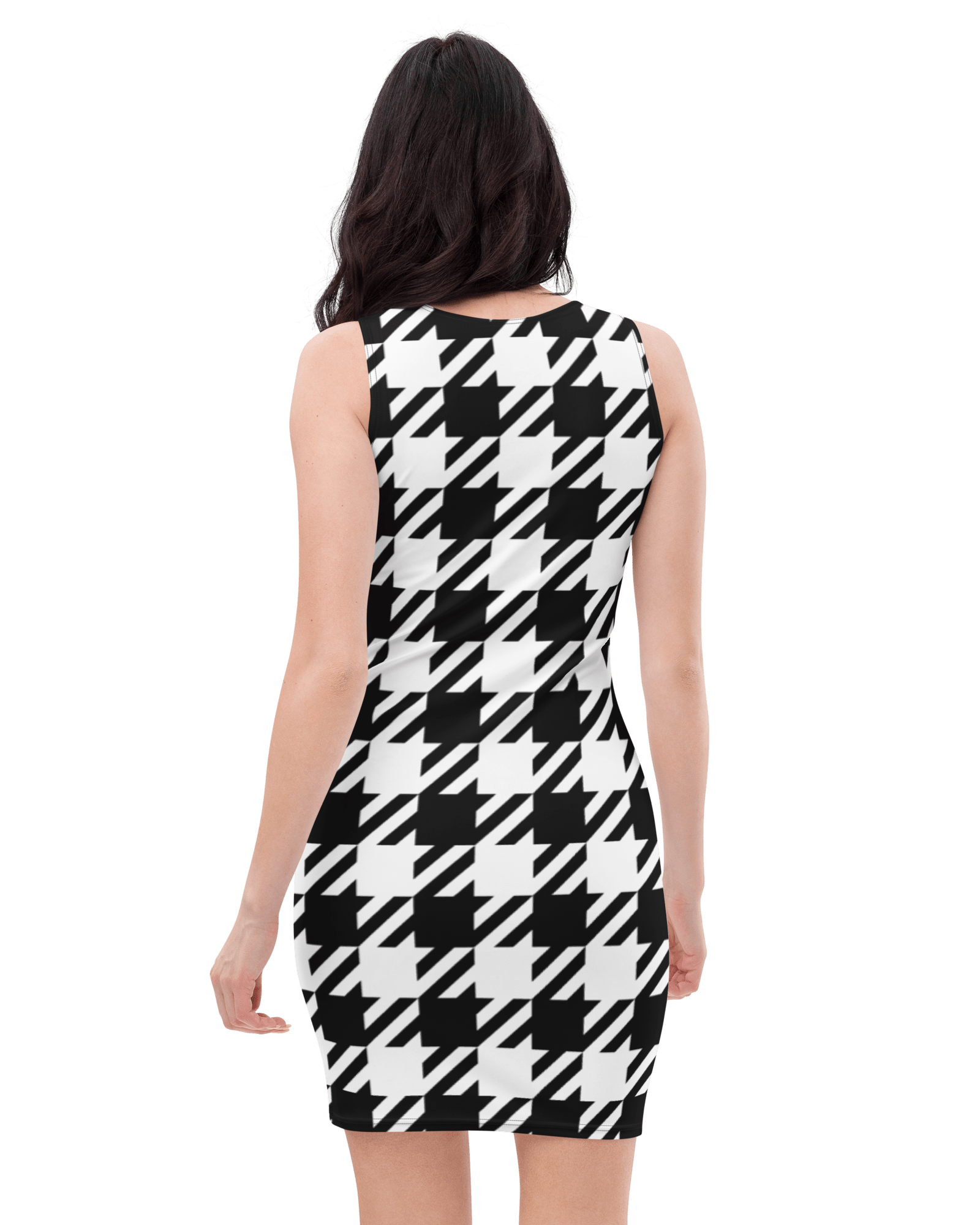 Jolly & Goode Dresses Houndstooth Fitted Dress | Black & White Cheeky British Style