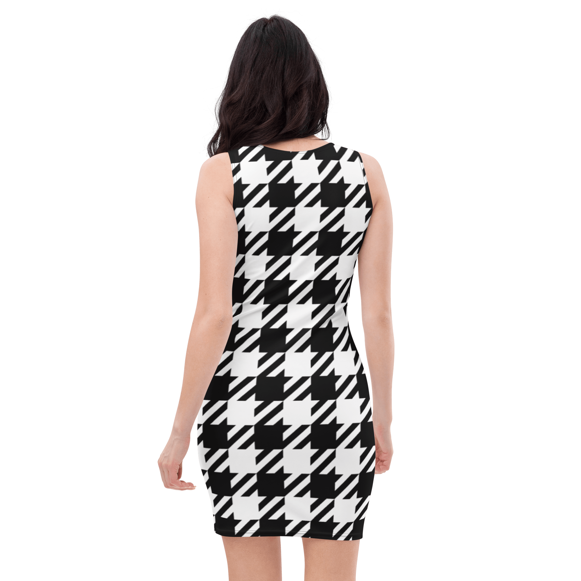 Jolly & Goode Dresses Houndstooth Fitted Dress | Black & White Cheeky British Style