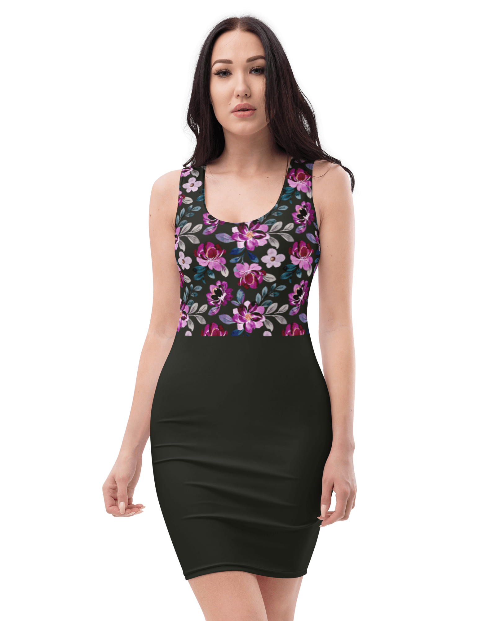 Jolly & Goode Dresses XS Purple Flowers | Fitted Dress Cheeky British Style