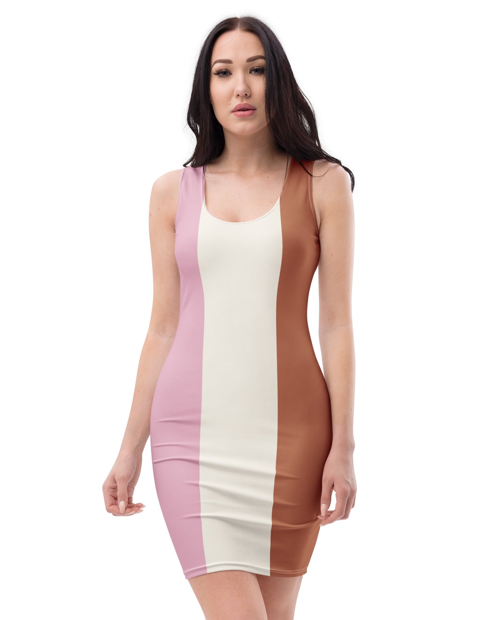 Jolly & Goode Fitted Dress XS Neapolitan Ice Cream Bodycon Dress Cheeky British Style