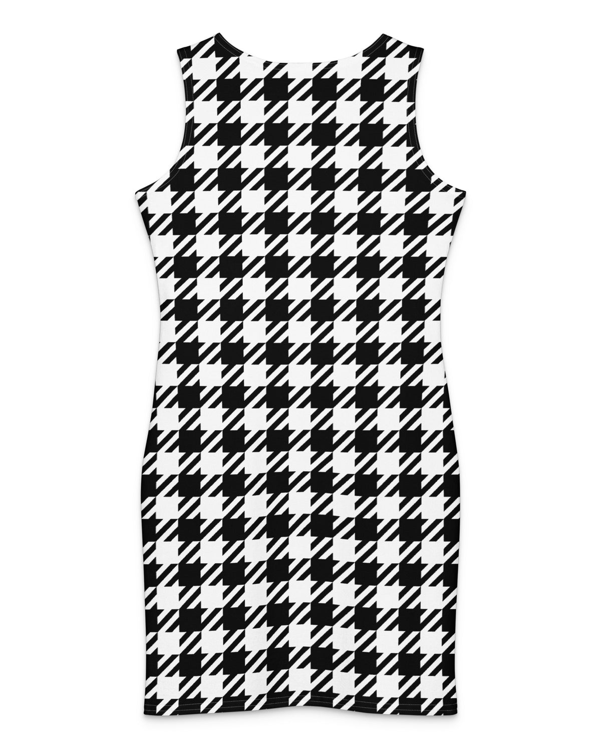 Jolly & Goode Fitted Dresses Black & White Houndstooth Cotton Bodycon Dress Cheeky British Style