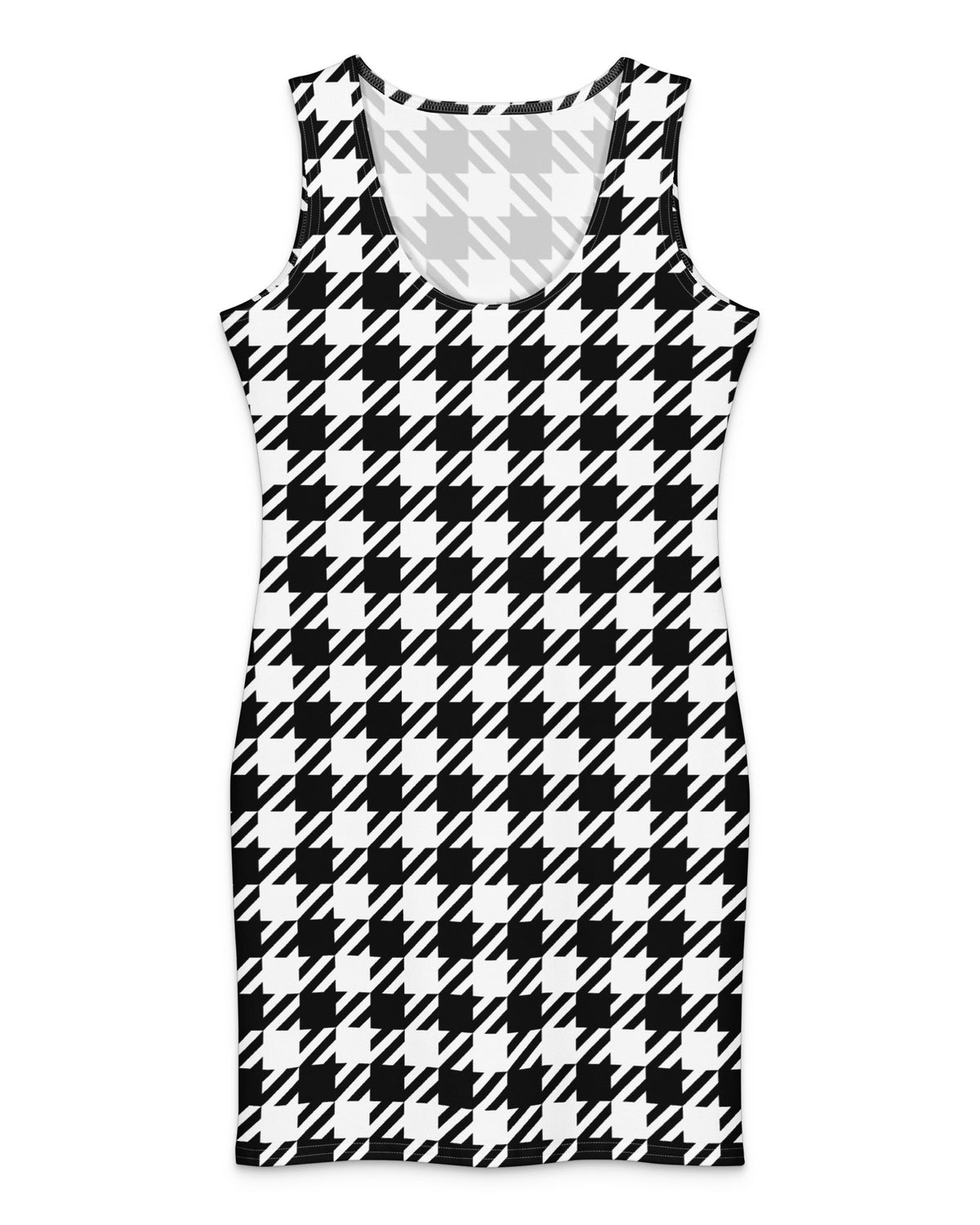 Jolly & Goode Fitted Dresses Black & White Houndstooth Cotton Bodycon Dress Cheeky British Style