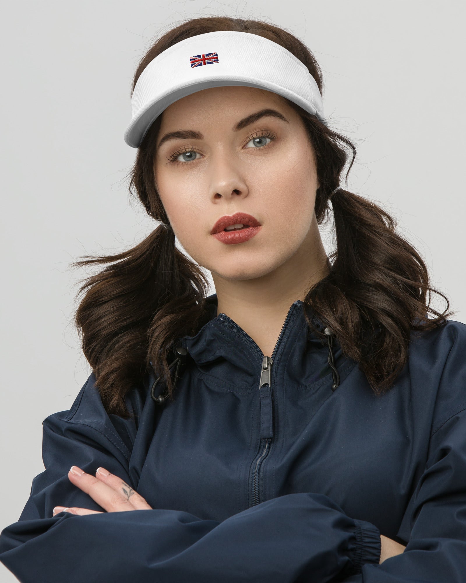 Jolly & Goode Hats Embroidered Union Jack Visor | FlexFit Cheeky British Style