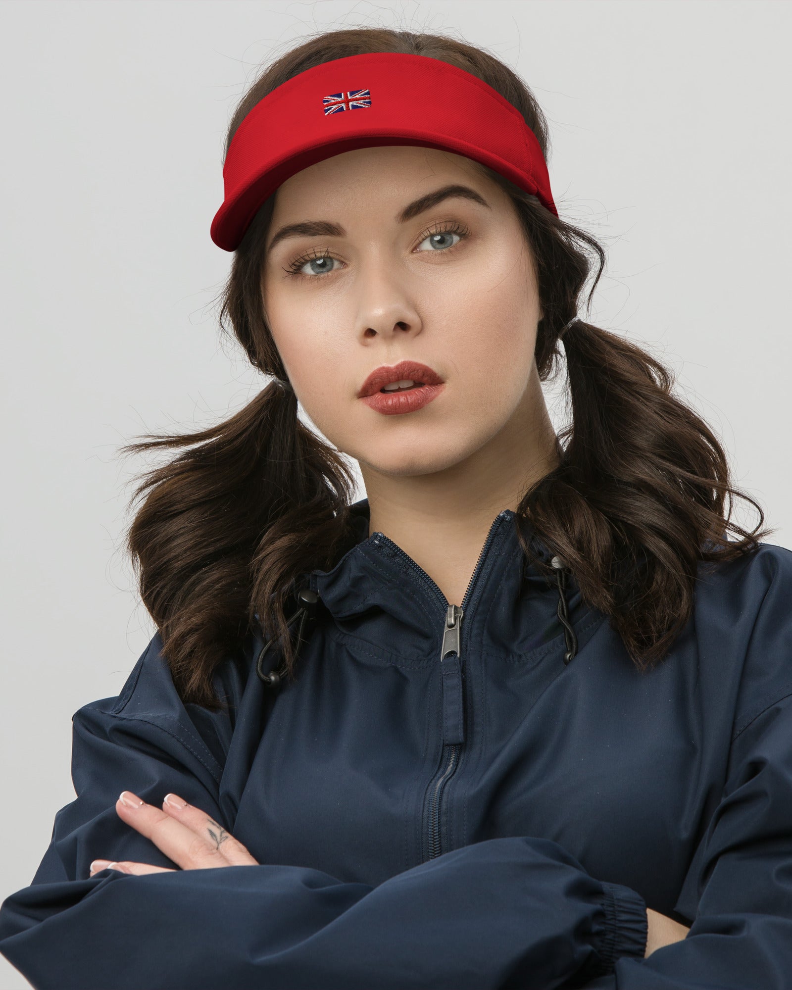Jolly & Goode Hats Embroidered Union Jack Visor | FlexFit Cheeky British Style