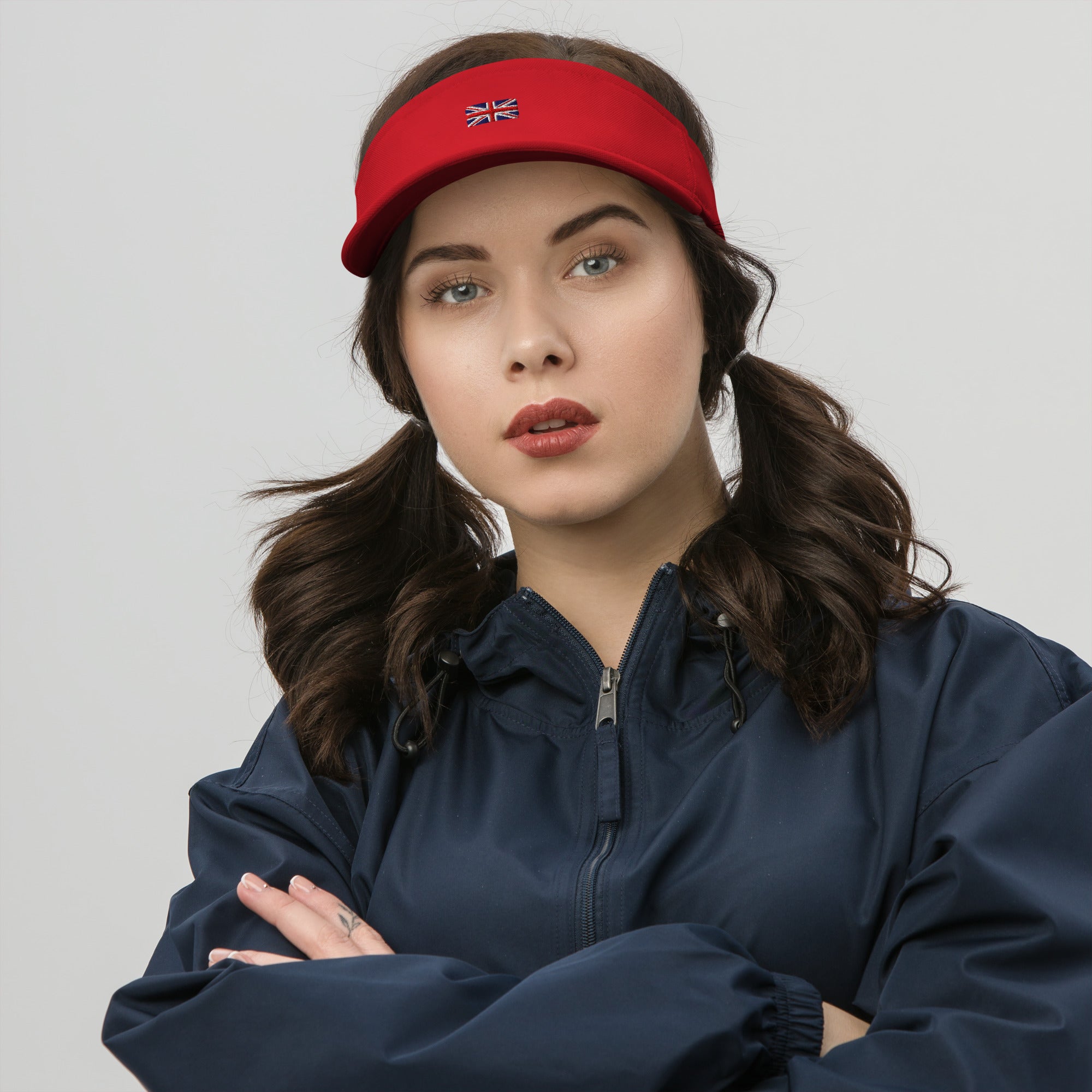 Jolly & Goode Hats Embroidered Union Jack Visor | FlexFit Cheeky British Style