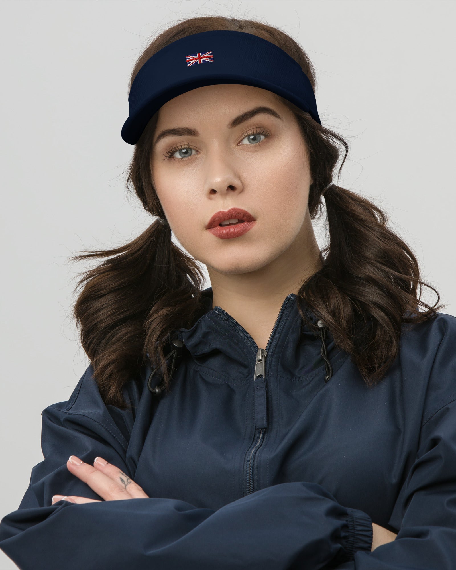 Jolly & Goode Hats Embroidered Union Jack Visor | FlexFit Cheeky British Style