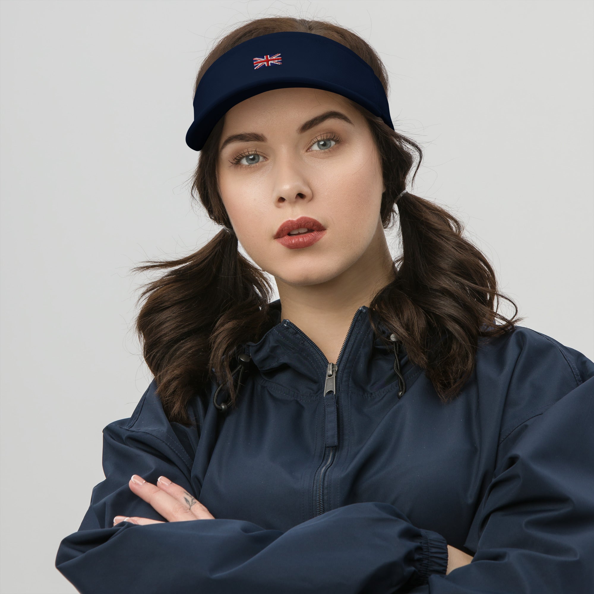 Jolly & Goode Hats Embroidered Union Jack Visor | FlexFit Cheeky British Style