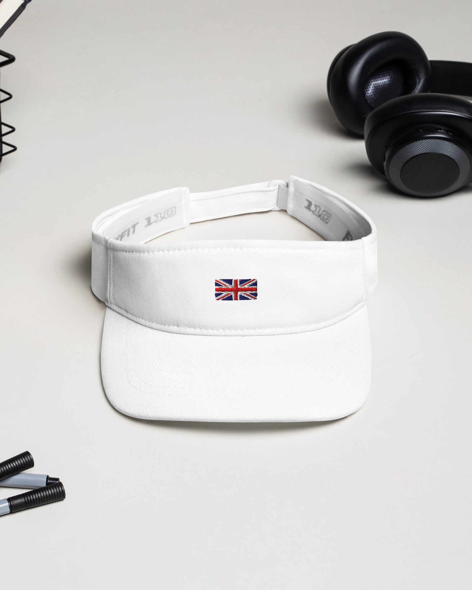 Jolly & Goode Hats Embroidered Union Jack Visor | FlexFit Cheeky British Style