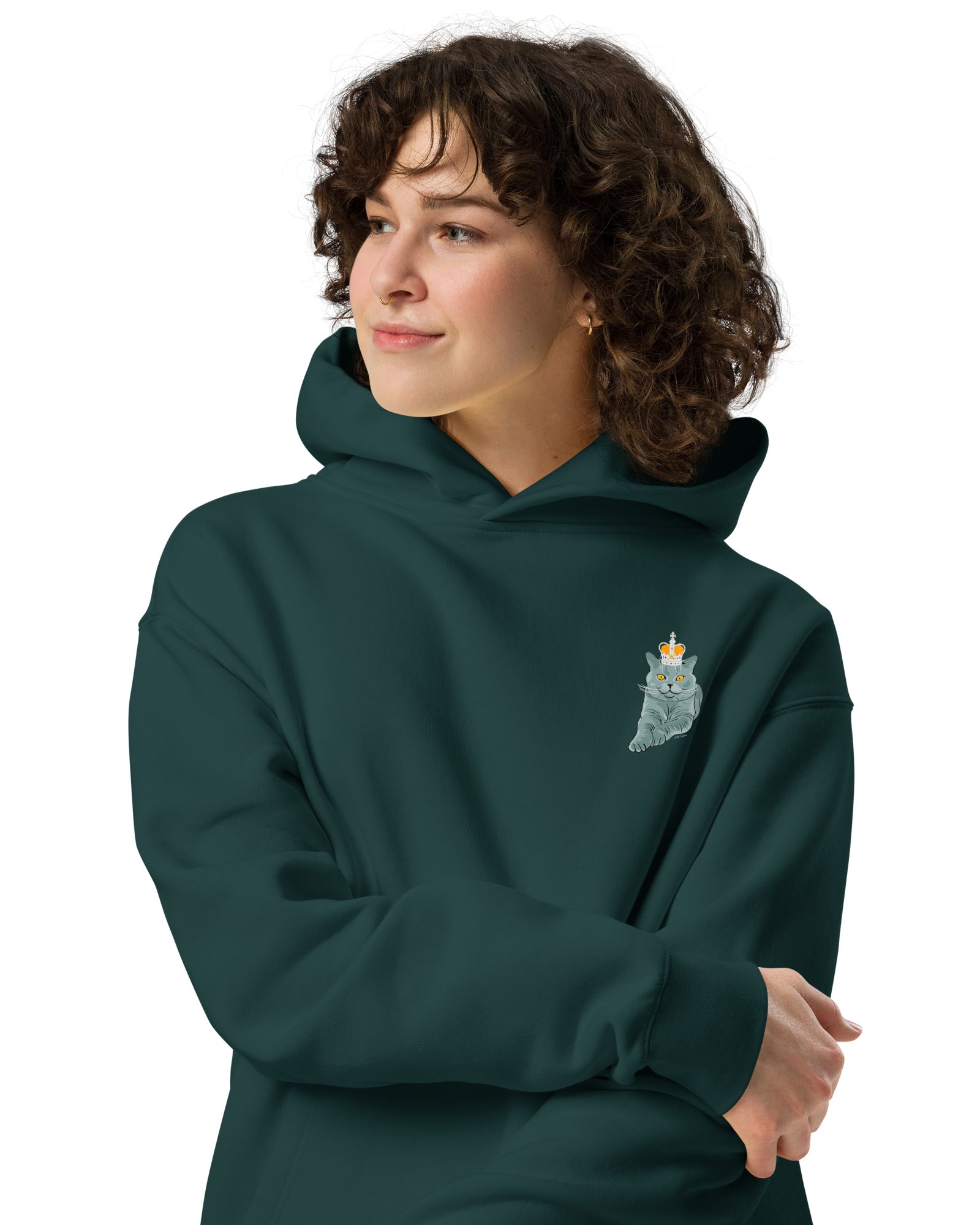 Jolly & Goode Hoodies British Blue Cat Hoodie | Relaxed n Oversized Cheeky British Style