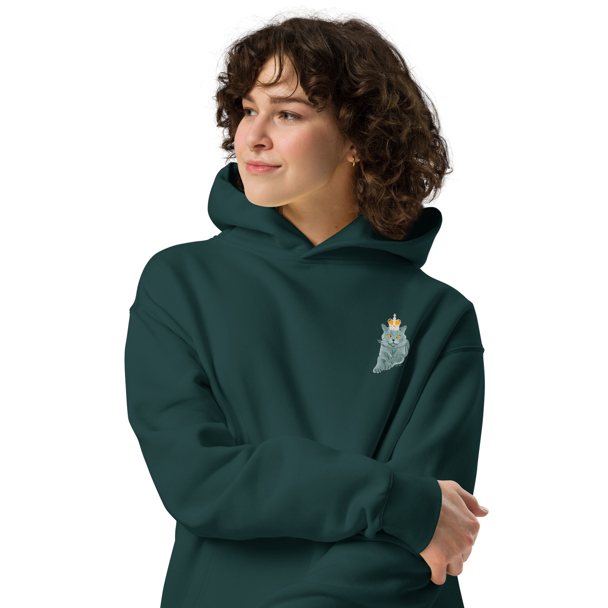 Jolly & Goode Hoodies British Blue Cat Hoodie | Relaxed n Oversized Cheeky British Style