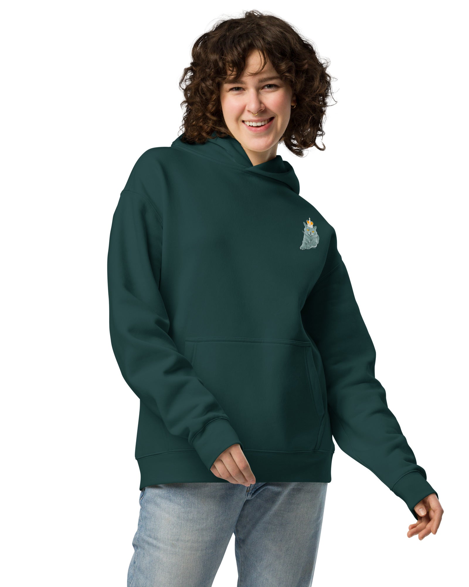 Jolly & Goode Hoodies British Blue Cat Hoodie | Relaxed n Oversized Cheeky British Style