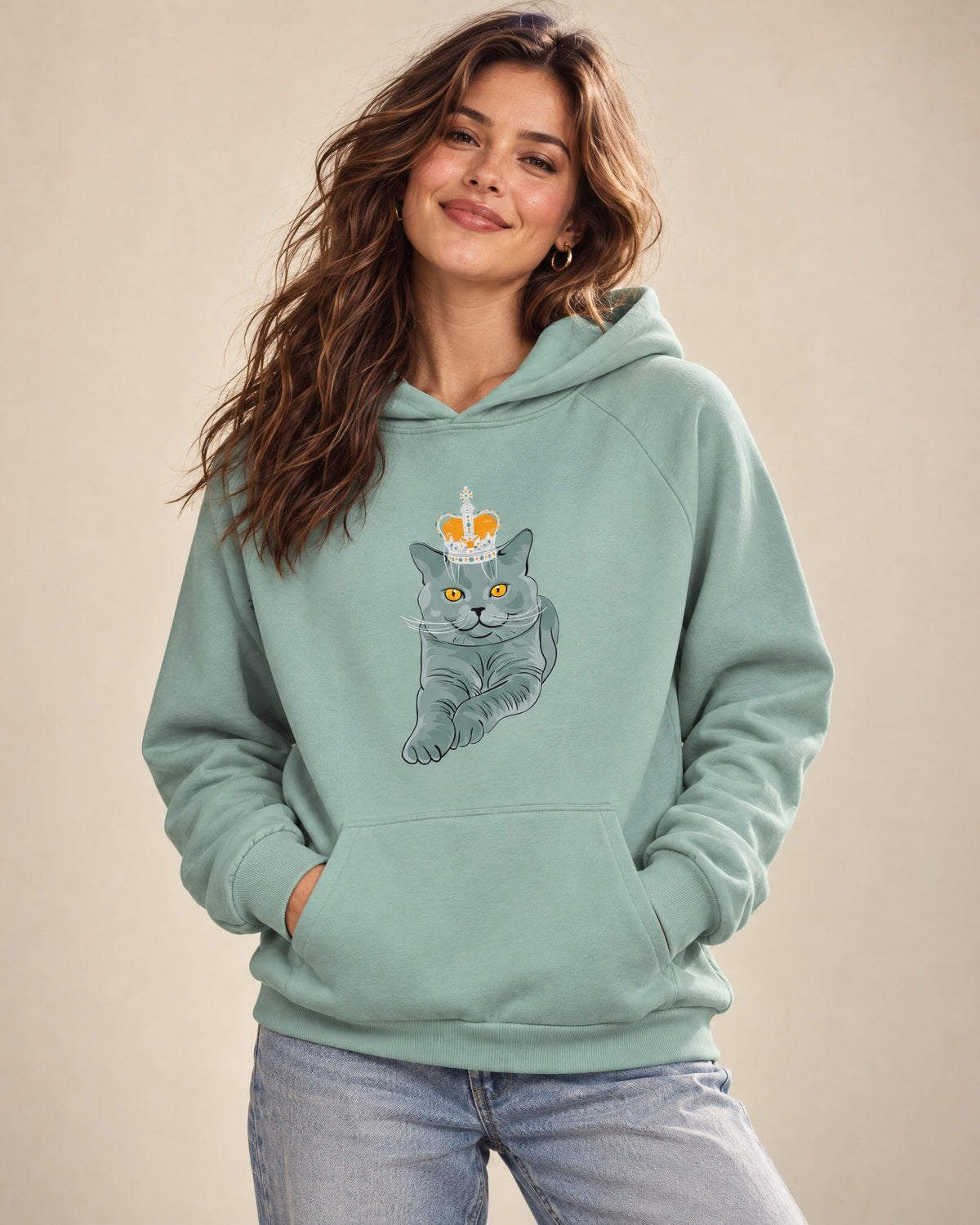 Jolly & Goode Hoodies Crowned British Blue Heavyweight Hoodie Cheeky British Style
