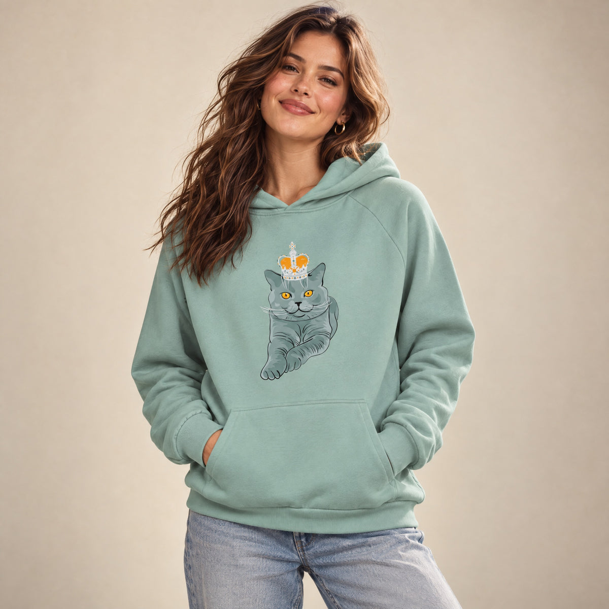 Jolly & Goode Hoodies Crowned British Blue Heavyweight Hoodie Cheeky British Style