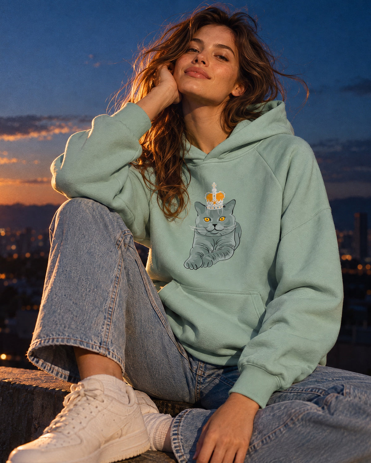 Jolly & Goode Hoodies Crowned British Blue Heavyweight Hoodie Cheeky British Style