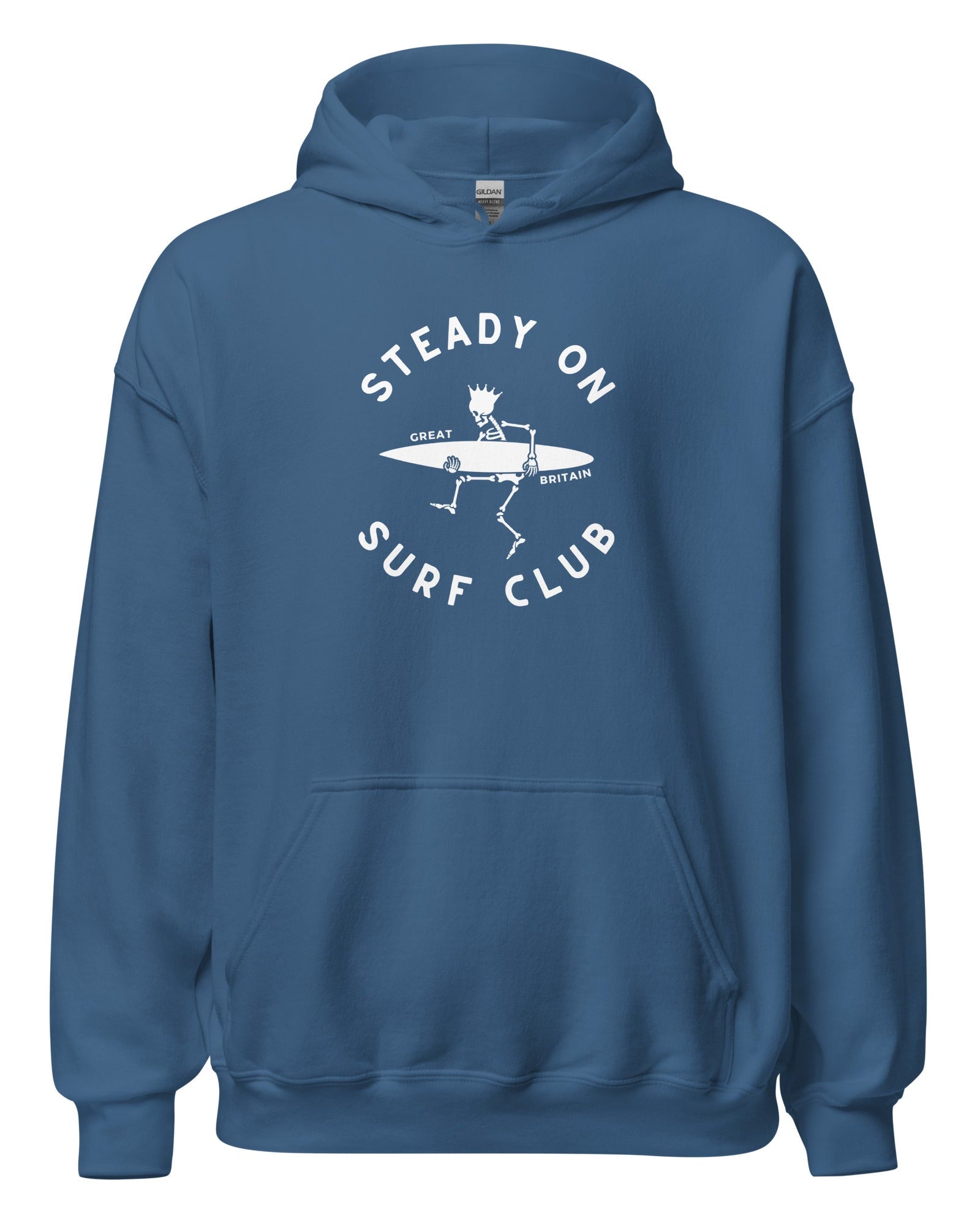Jolly & Goode Hoodies Indigo Blue / S Steady On Surf Club Great Britain | Skeleton King Surfer | Hoodie Cheeky British Style