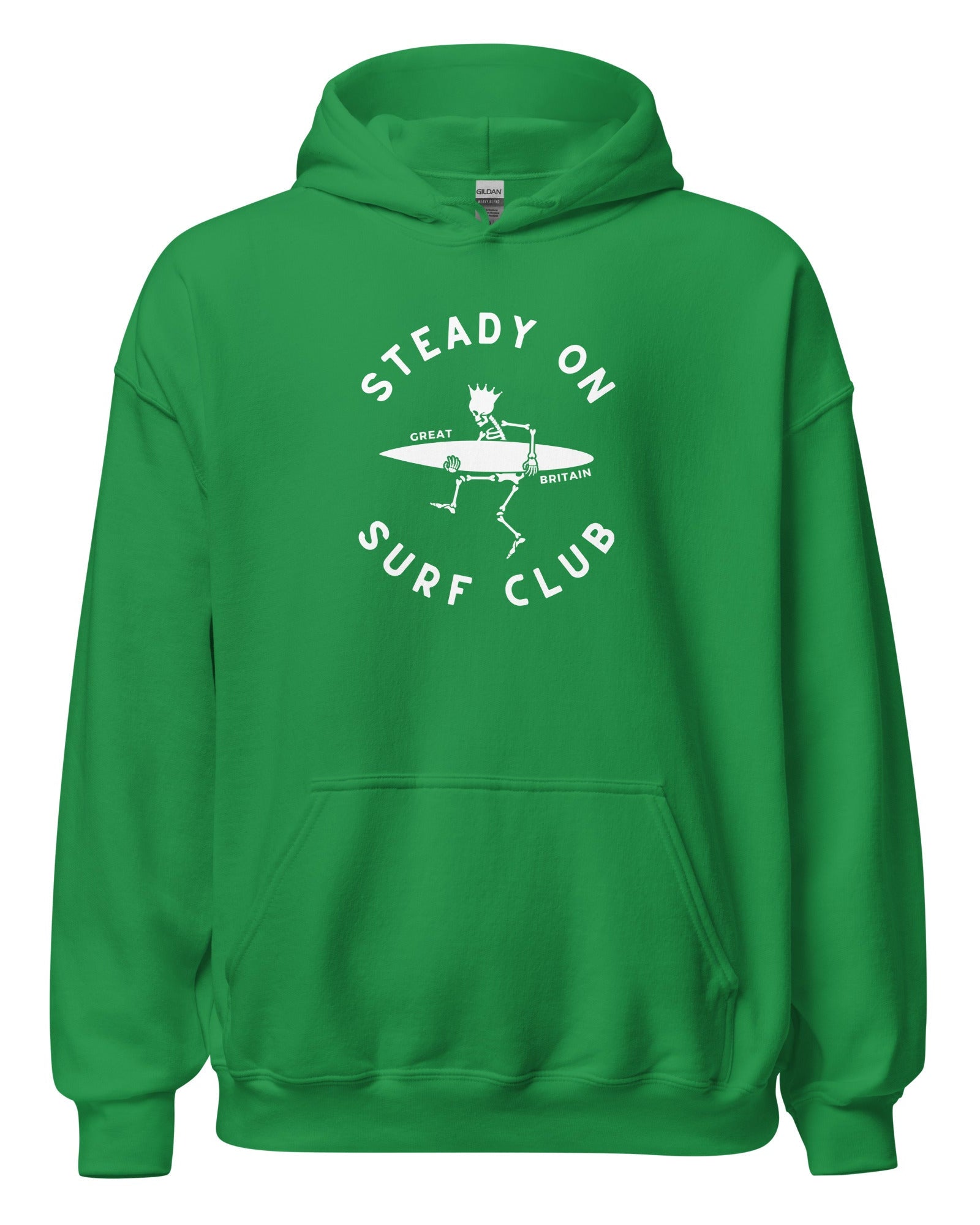 Jolly & Goode Hoodies Irish Green / S Steady On Surf Club Great Britain | Skeleton King Surfer | Hoodie Cheeky British Style