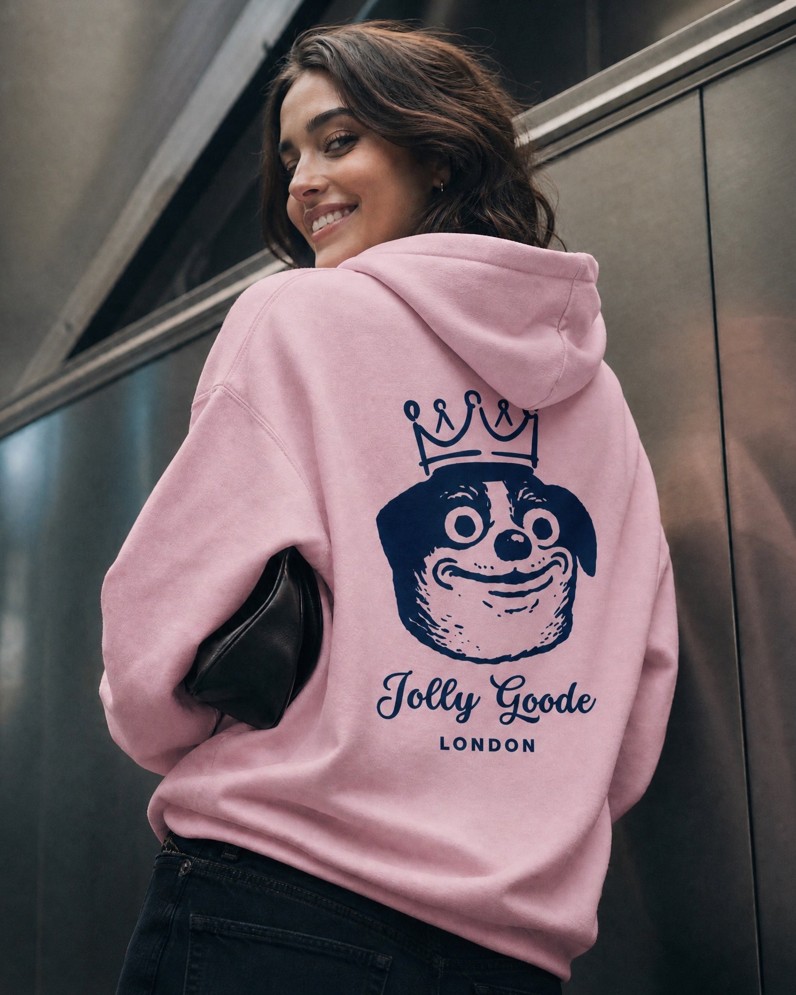 Jolly & Goode Hoodies Light Pink / S Jolly Goode London Crowned Dog Hoodie Cheeky British Style