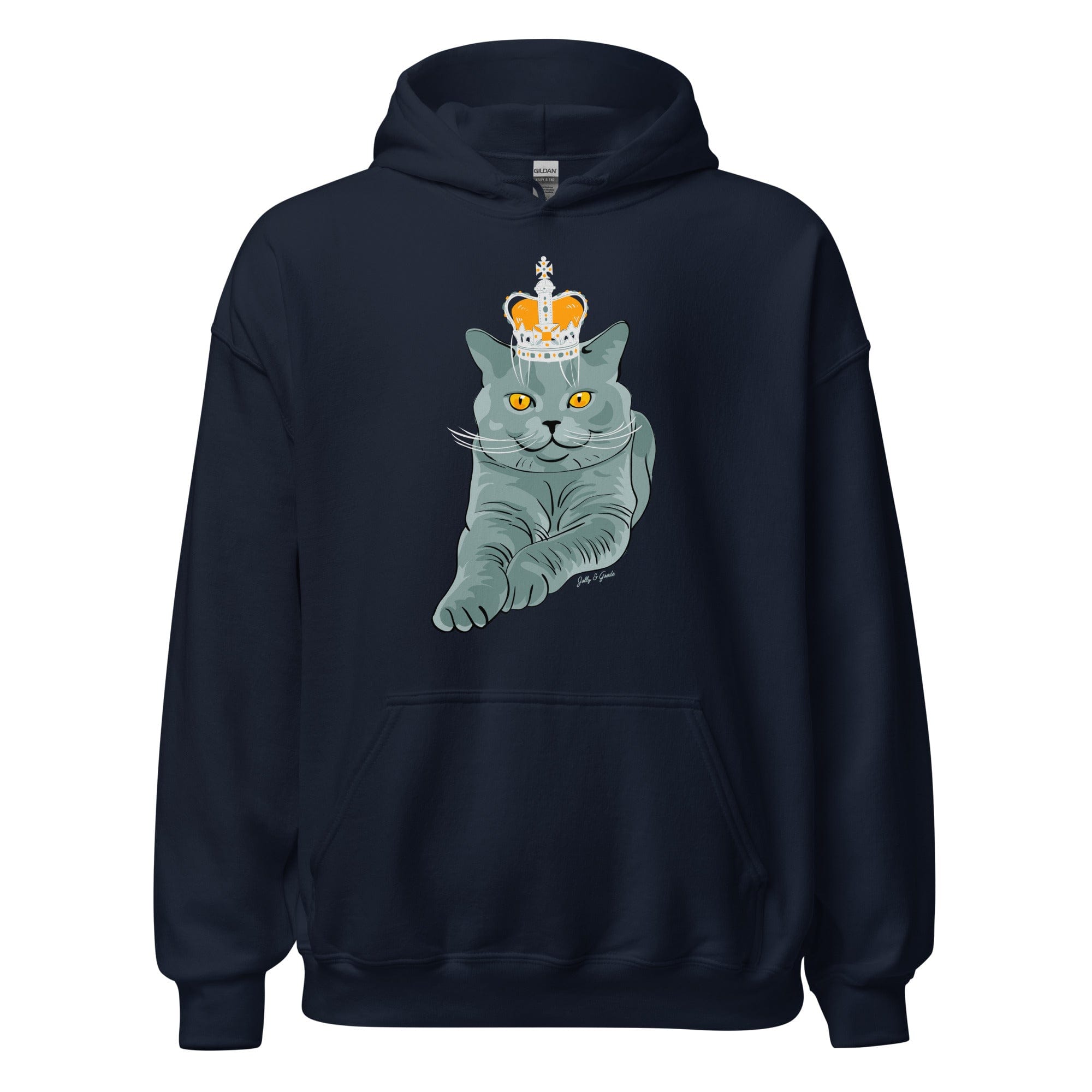 Jolly & Goode Hoodies Navy / S Crowned British Blue Shorthair Cat Hoodie Cheeky British Style