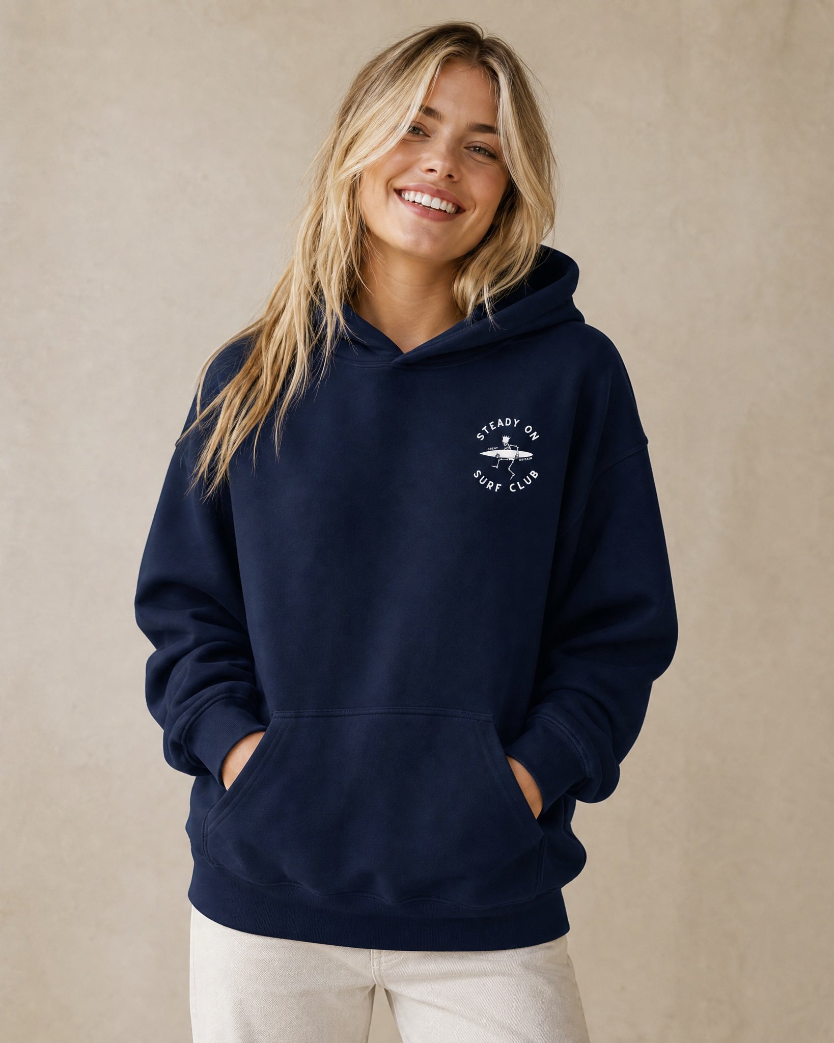 Jolly & Goode Hoodies Navy / S Steady On Surf Club Skeleton Surf King Hoodie Cheeky British Style