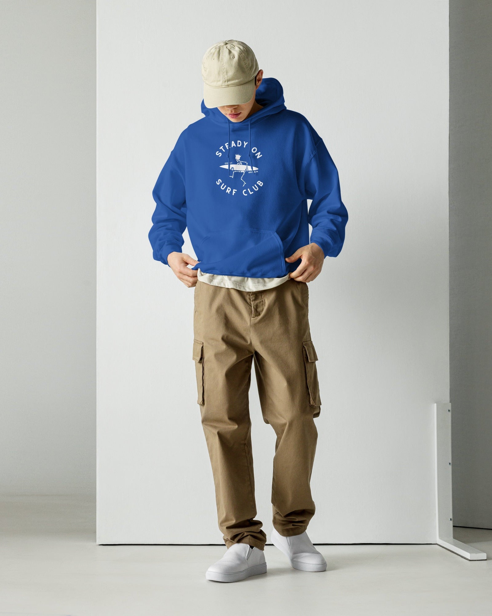 Jolly & Goode Hoodies Steady On Surf Club Great Britain | Skeleton King Surfer | Hoodie Cheeky British Style