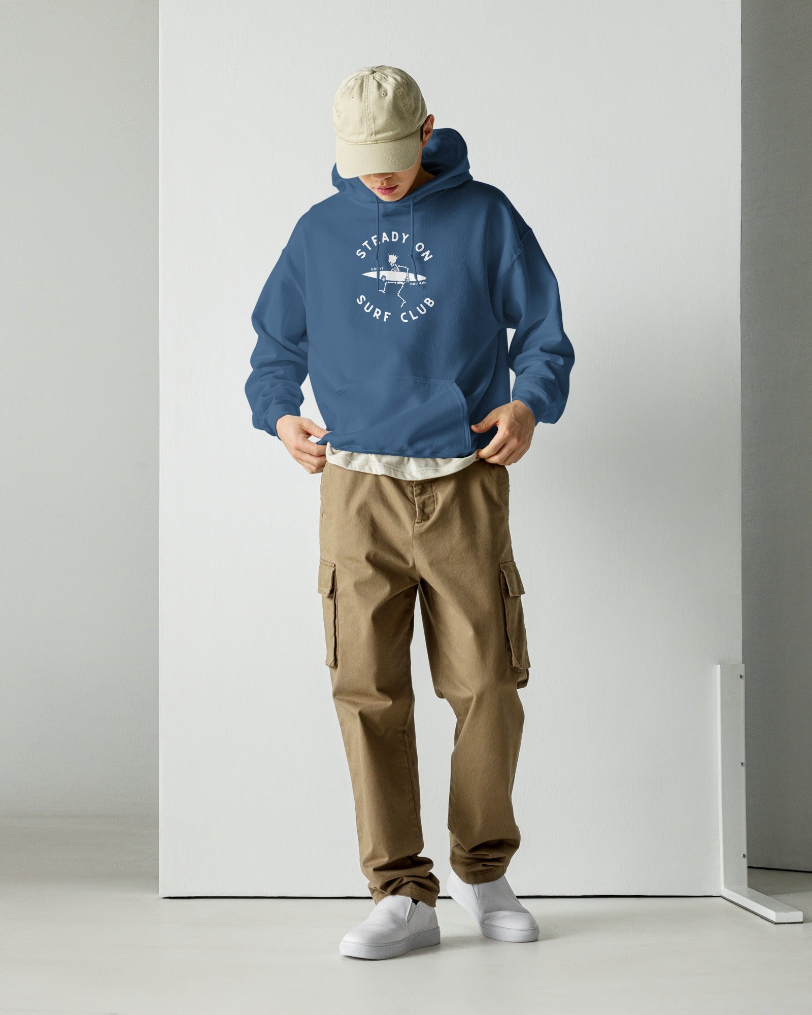 Jolly & Goode Hoodies Steady On Surf Club Great Britain | Skeleton King Surfer | Hoodie Cheeky British Style